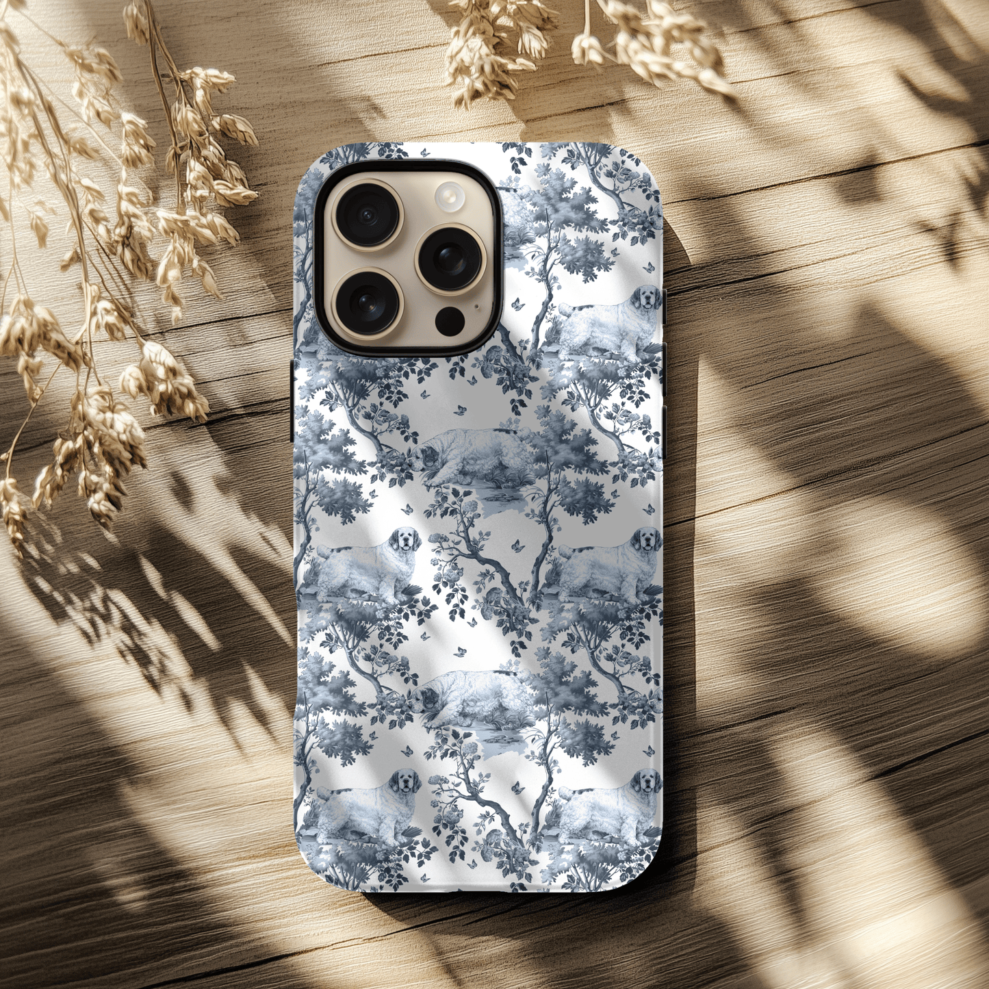 Clumber Spaniel Phone Case - Toile Pattern