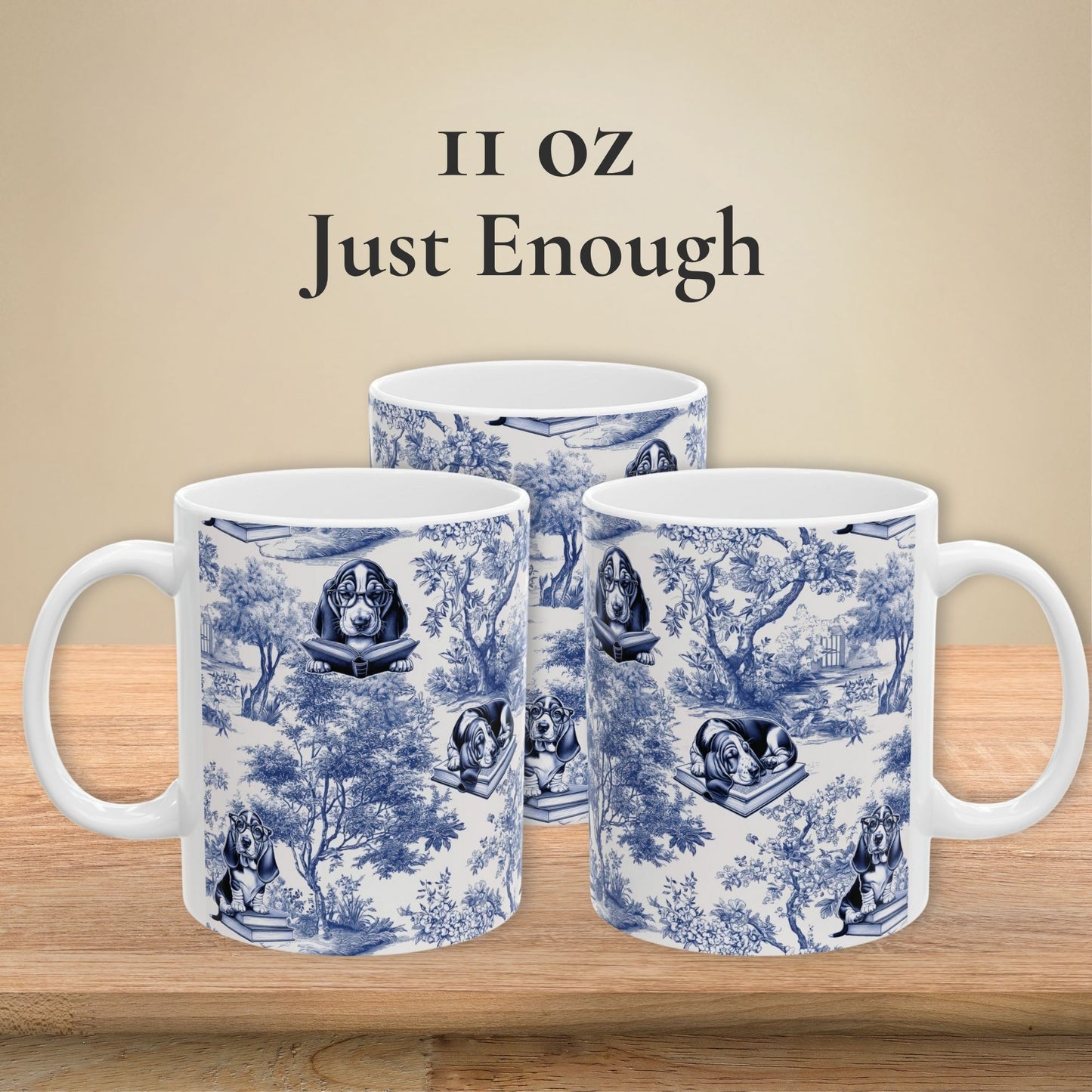 Basset Hound Mug - Reading