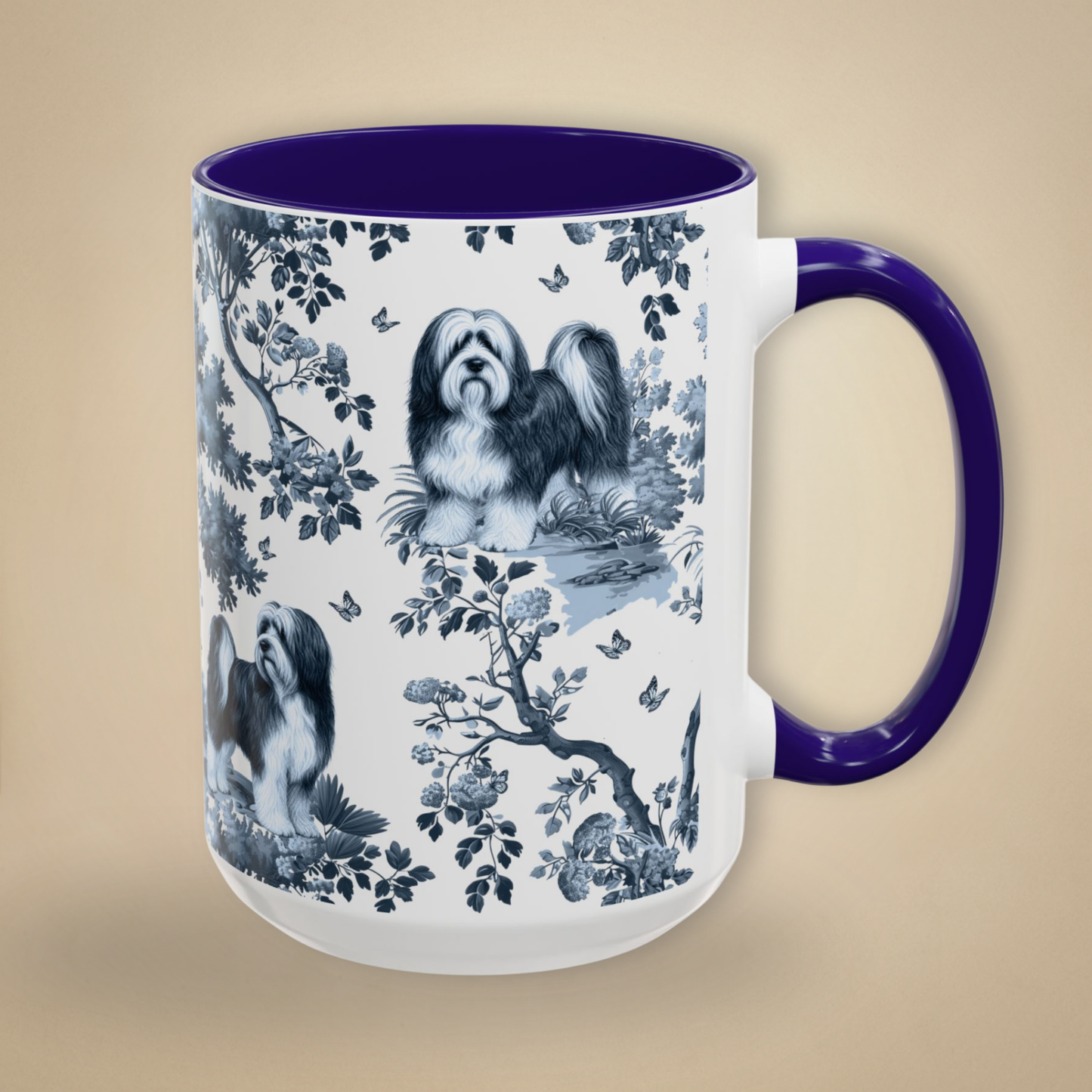 Tibetan Terrier Mug - Toile Pattern