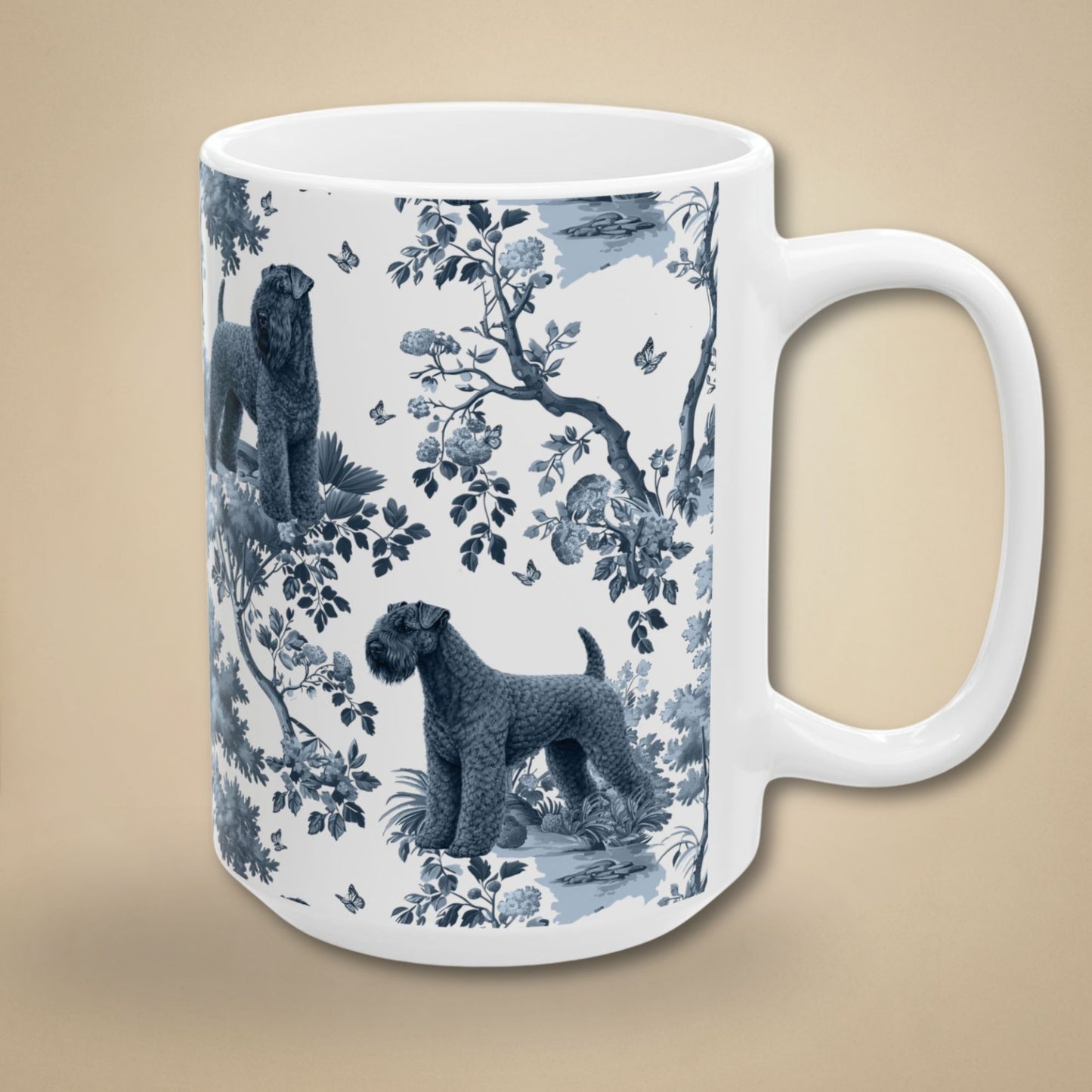 Kerry Blue Terrier Mug - Toile Pattern