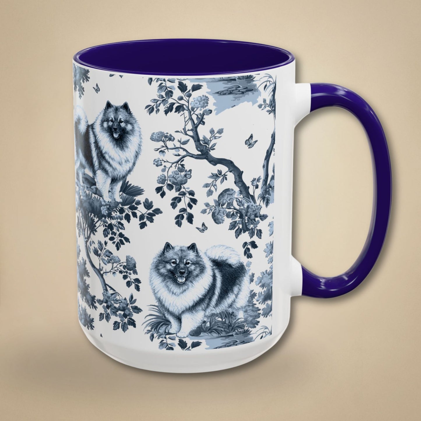 Keeshond Mug - Toile Pattern