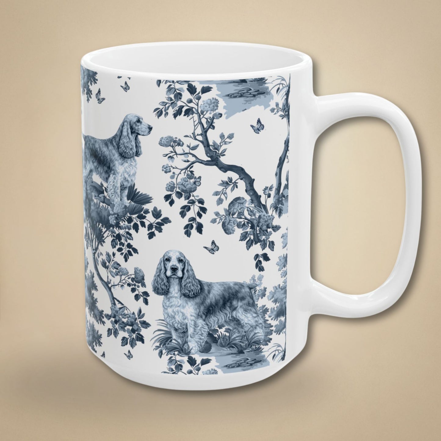 English Cocker Spaniel Mug - Toile Pattern