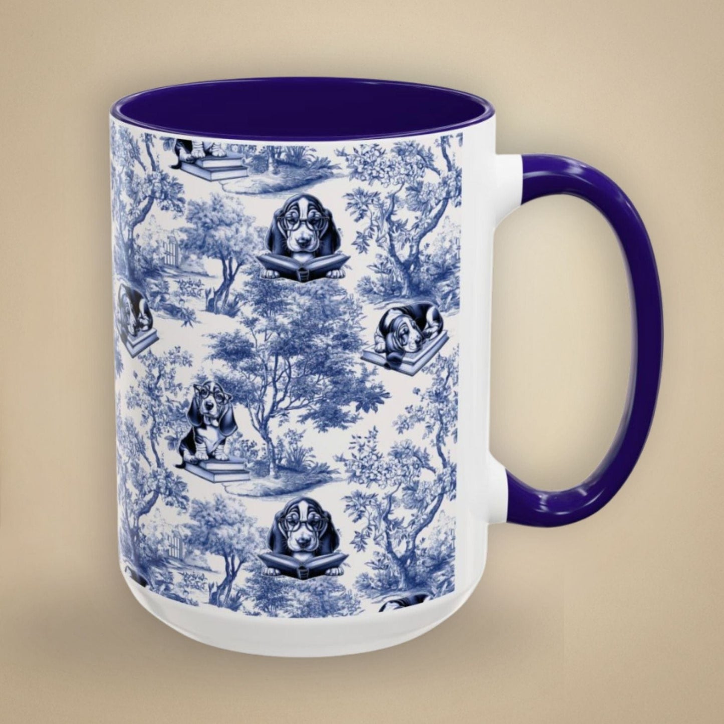 Basset Hound Mug - Reading Books - Toile