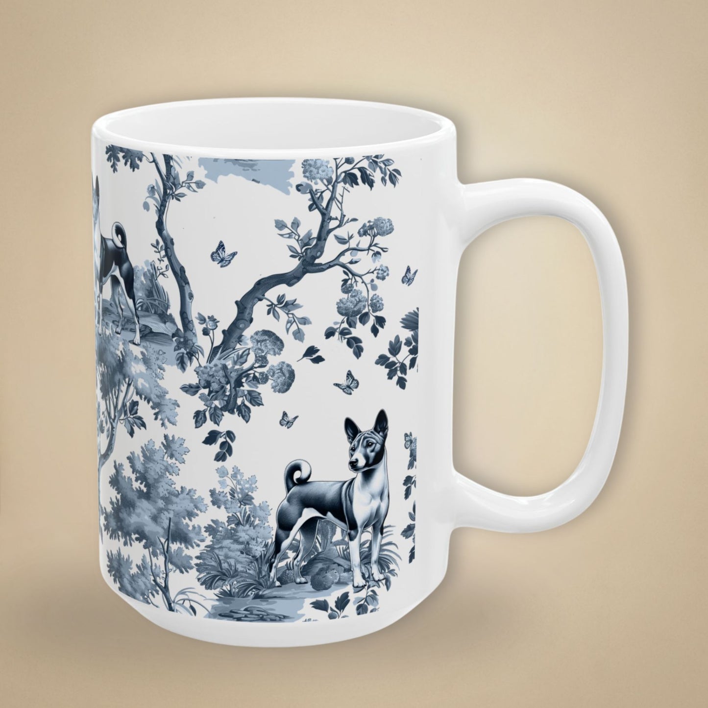 Basenji Mug - Toile Pattern