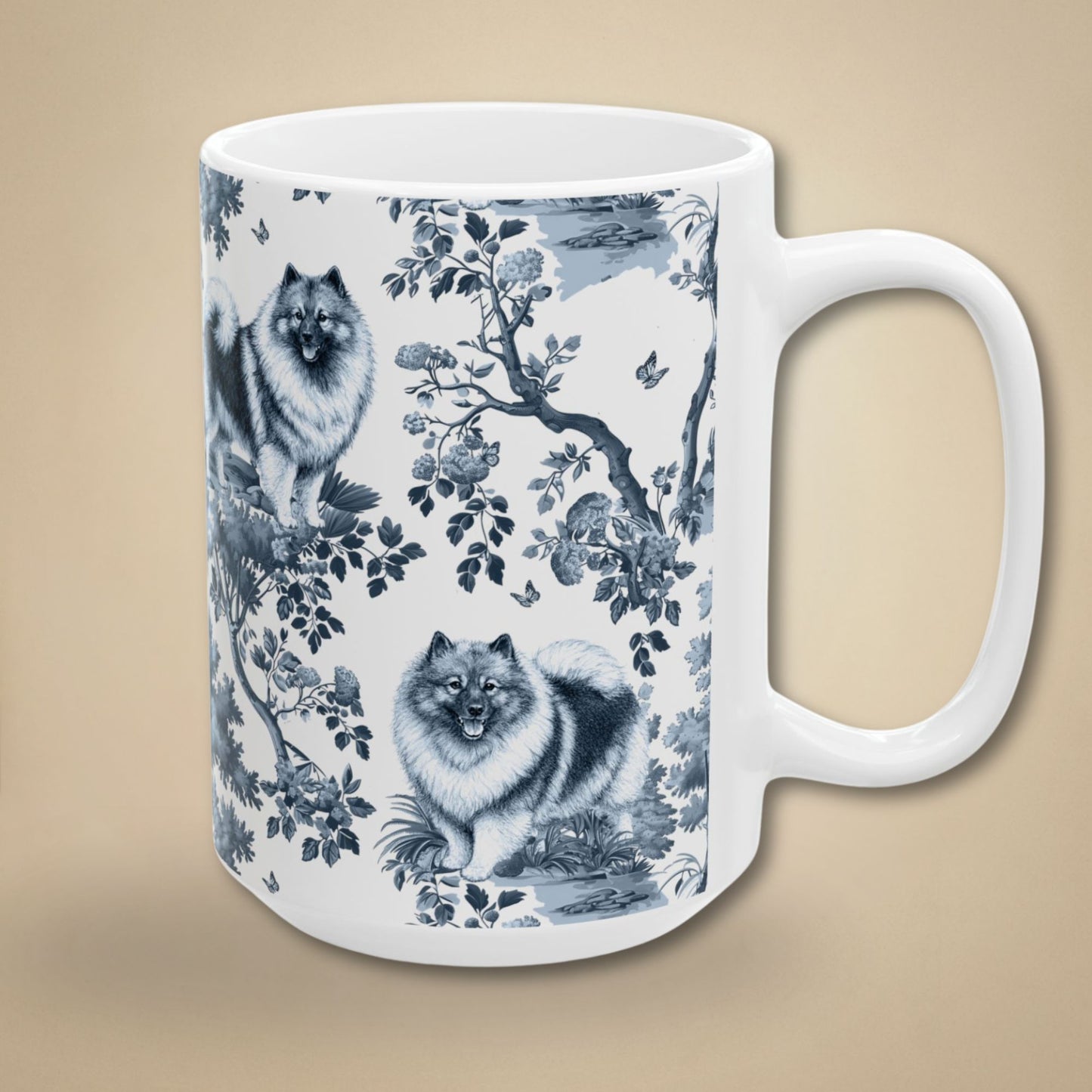 Keeshond Mug - Toile Pattern
