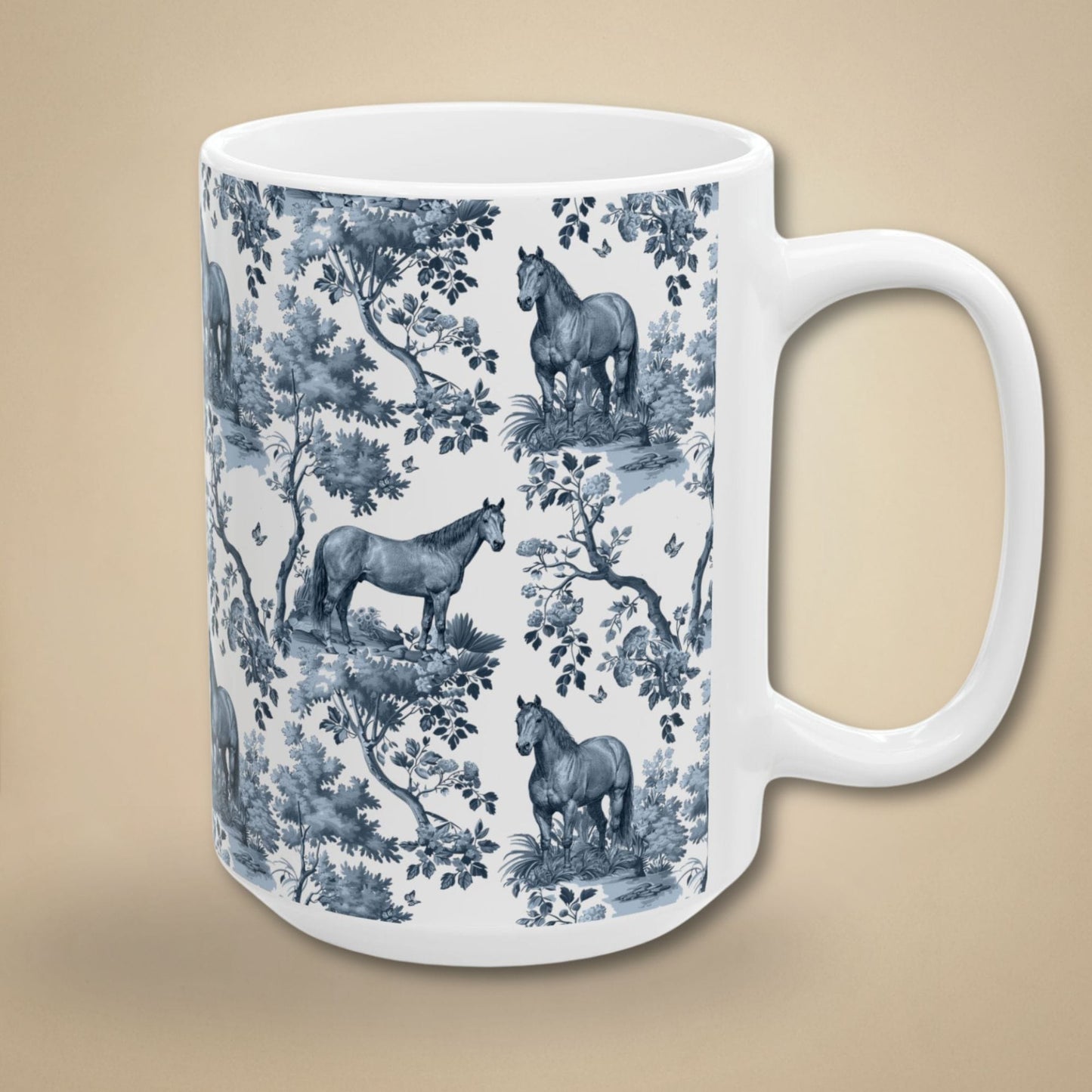 Quarter Horse Mug - Blue Toile Pattern