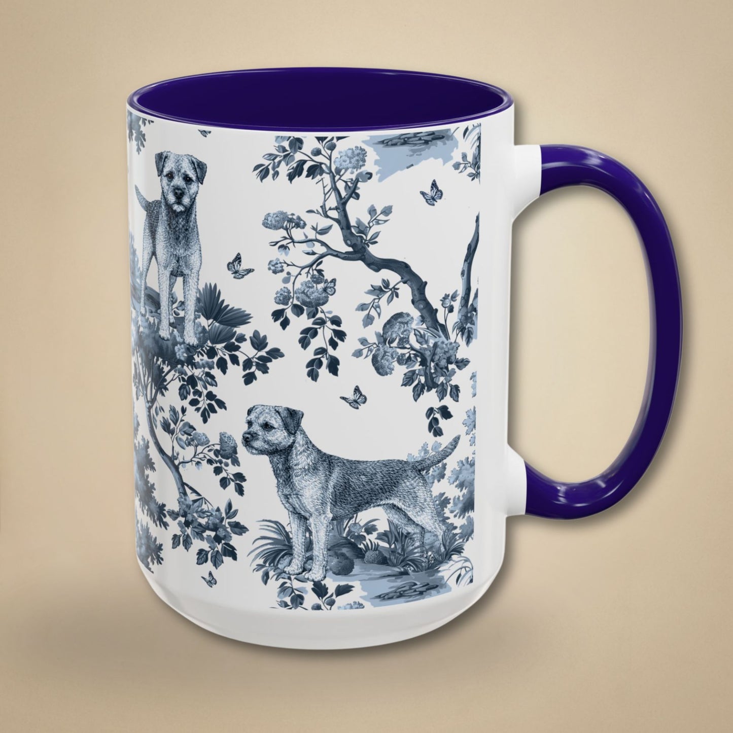 Border Terrier Mug - Toile Pattern
