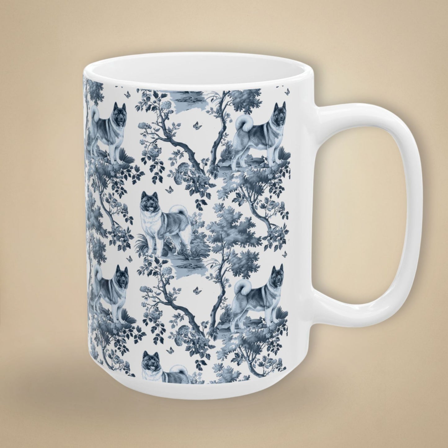 Akita Mug - Blue Toile Pattern