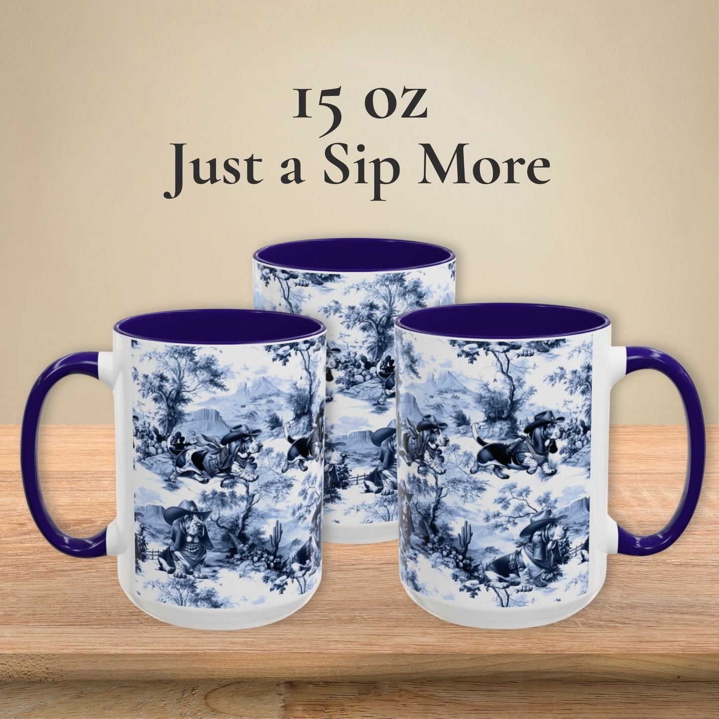 Basset Hound Toile Mug - Western Cowboy