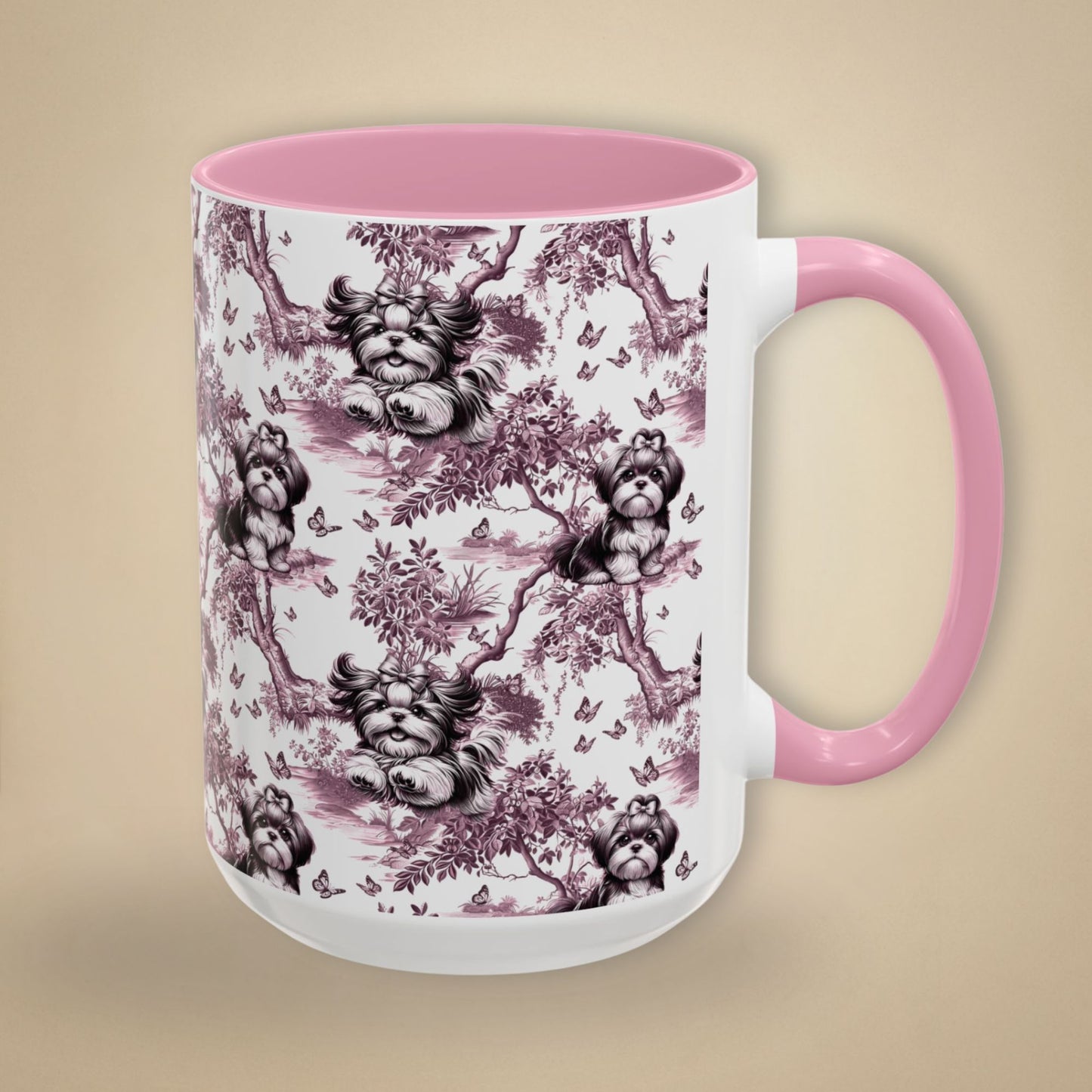 Shih Tzu Mug - Pink Toile