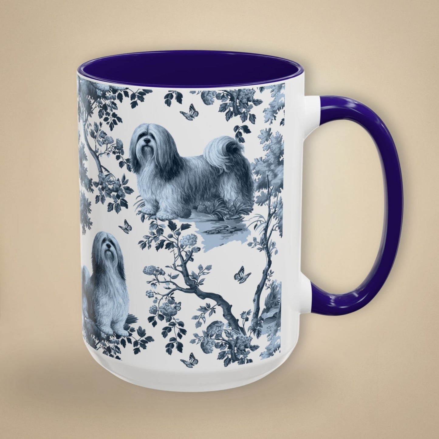 Lhasa Apso Mug - Toile Pattern