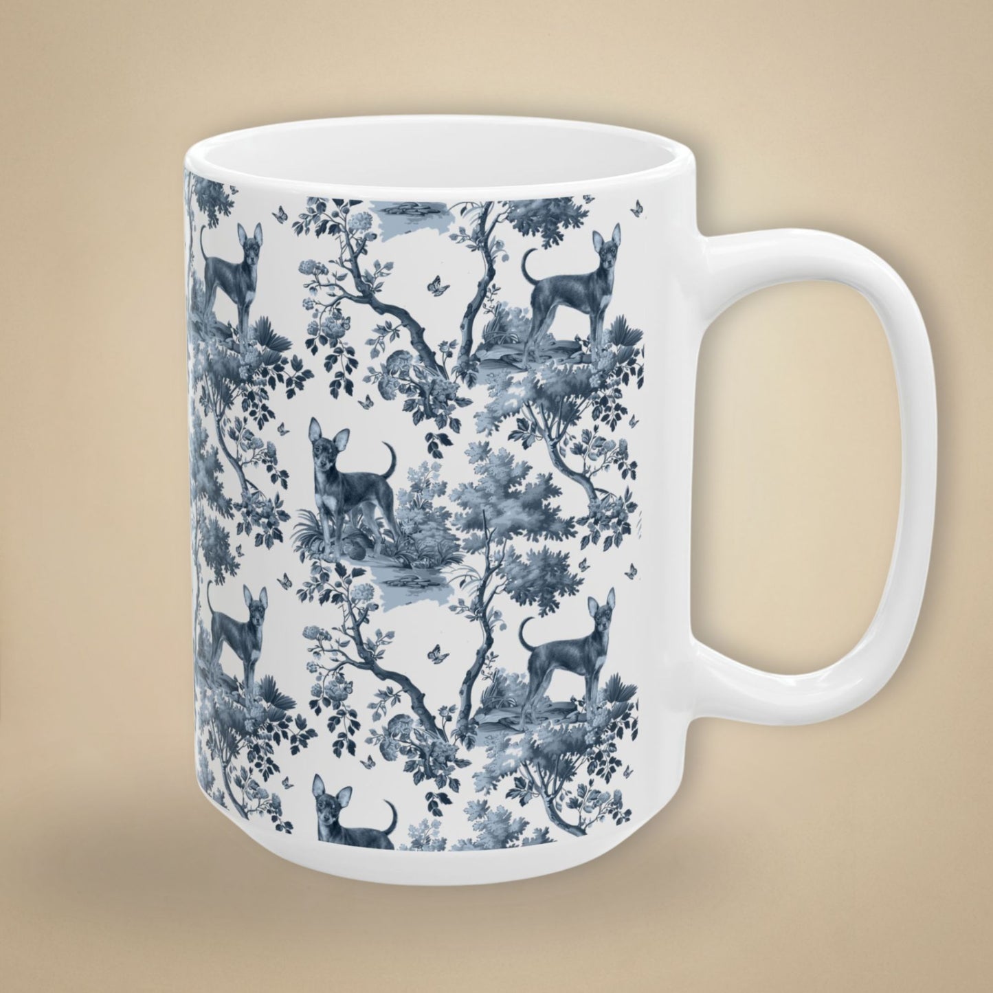 Russian Toy Mug - Blue Toile Pattern