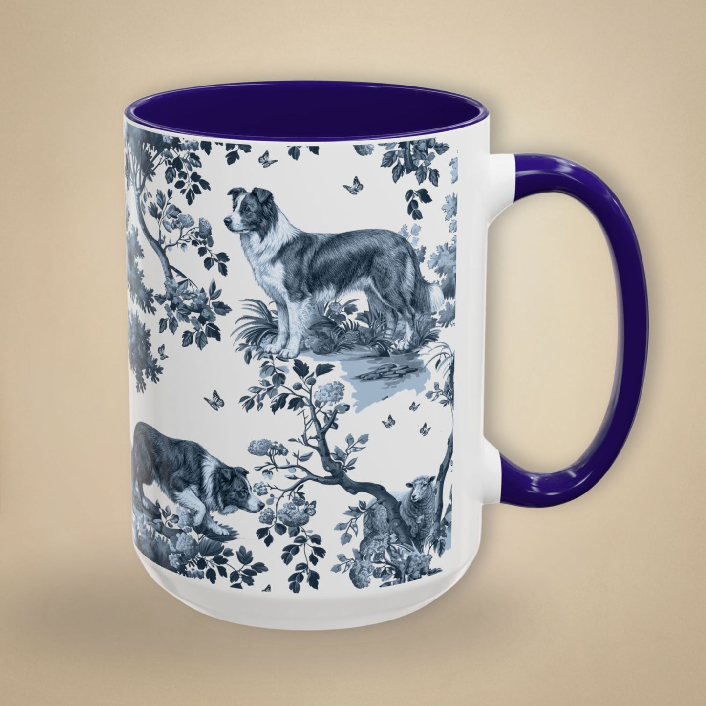 Border Collie Mug - Toile Pattern