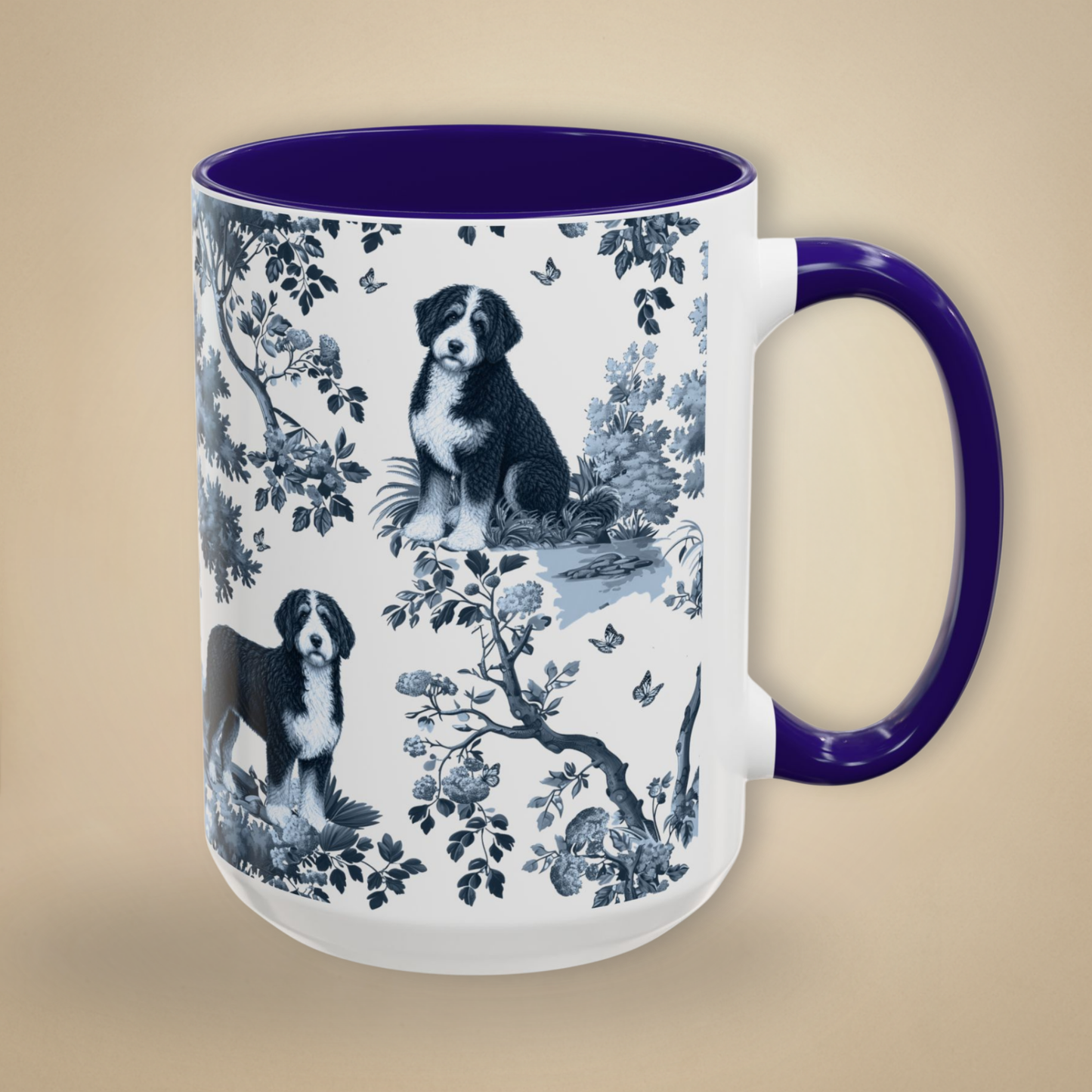 Bernedoodle Mug - Toile Pattern