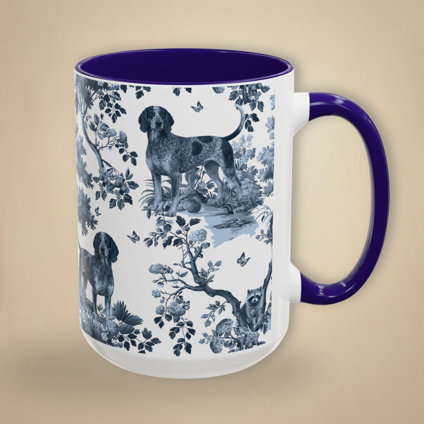 Bluetick Coonhound Mug - Toile Pattern