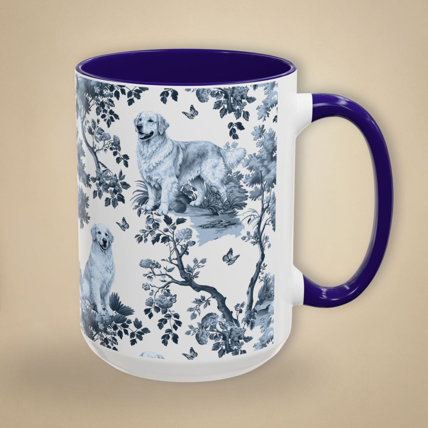 Golden Retriever Mug - Toile Pattern