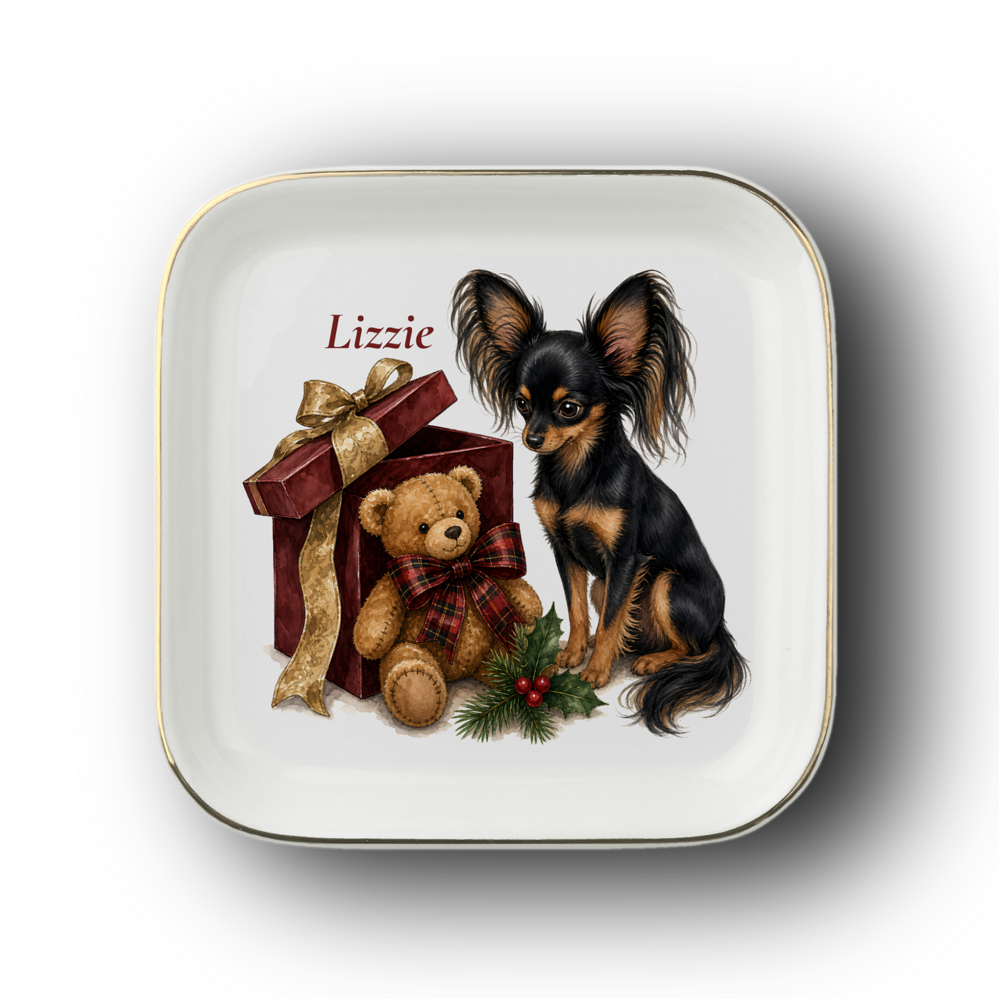 Russian Toy jewelry dish on a white background