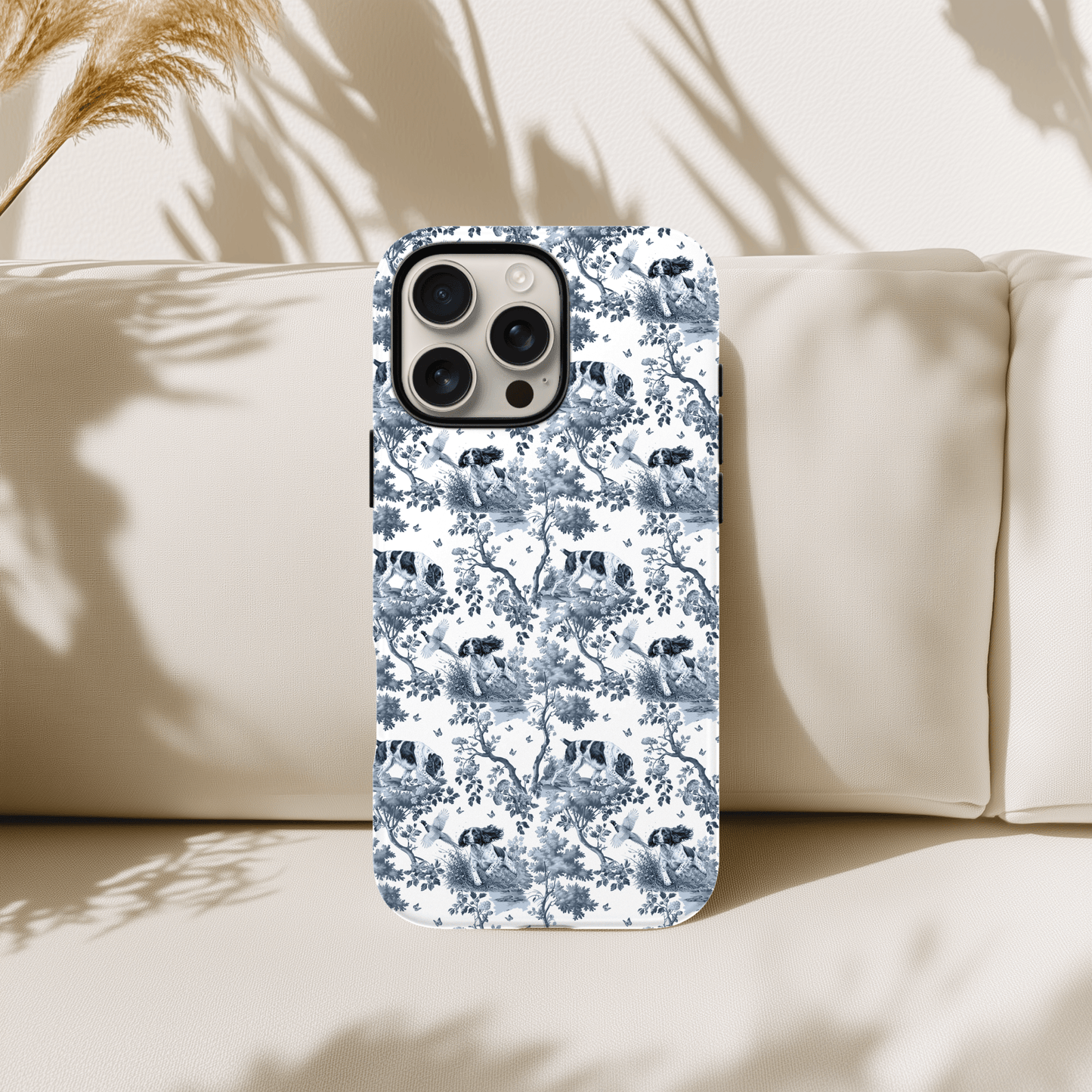 Toile English Springer Spaniel phone case, back view