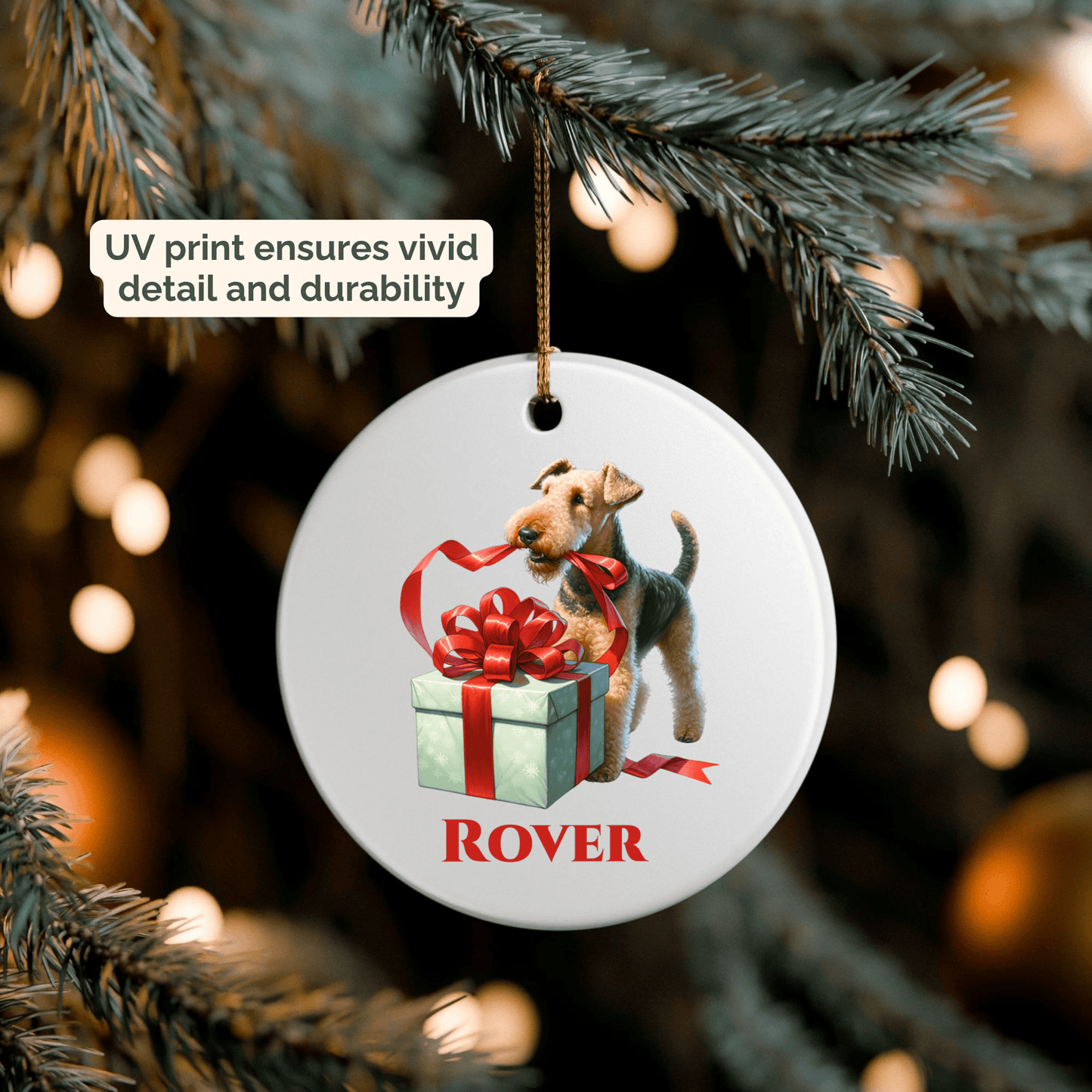 Airedale Terrier Ornament with Custom Name