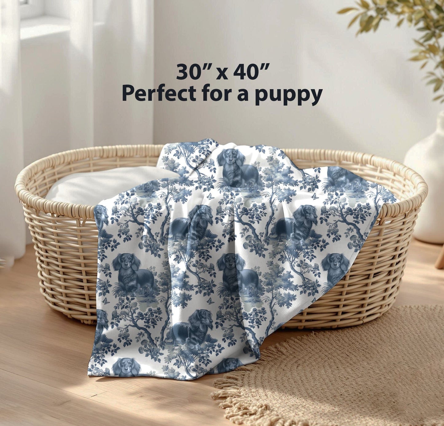 Dachshund Blanket - Longhaired Dachshund Toile