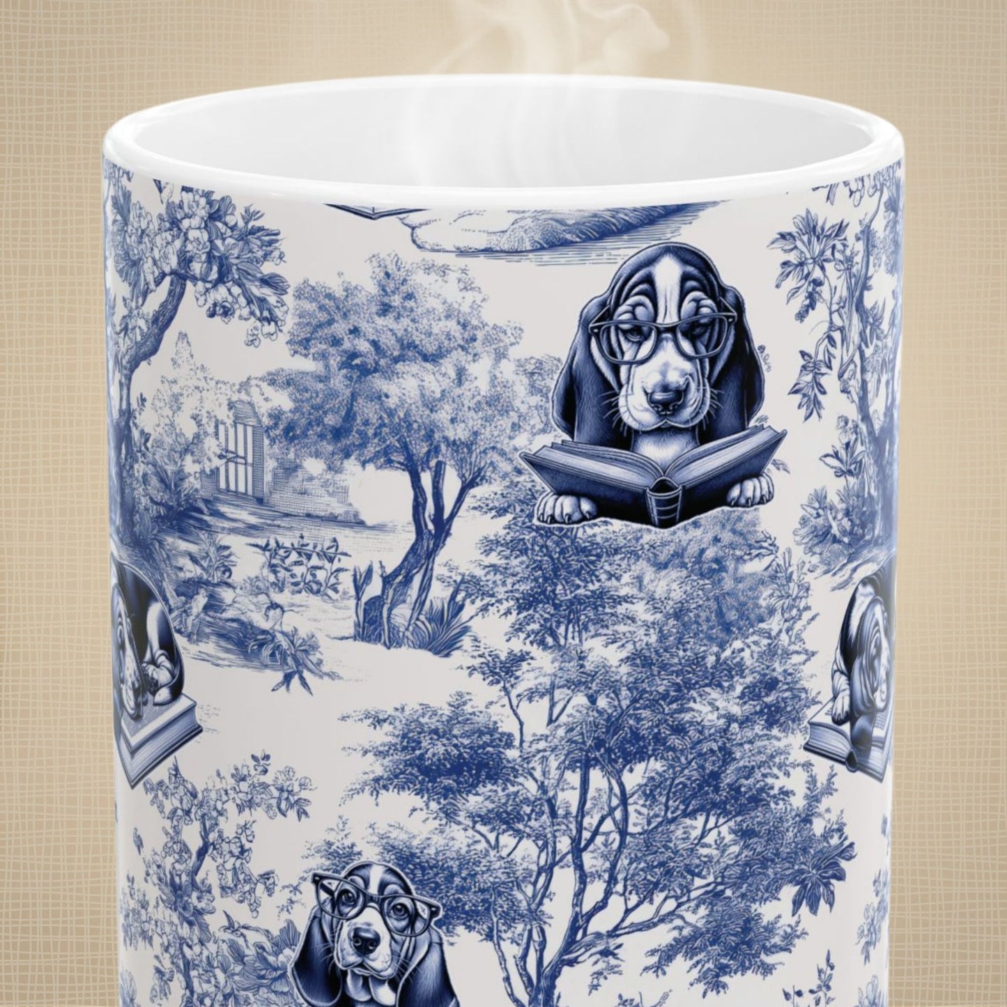 Basset Hound Mug - Reading