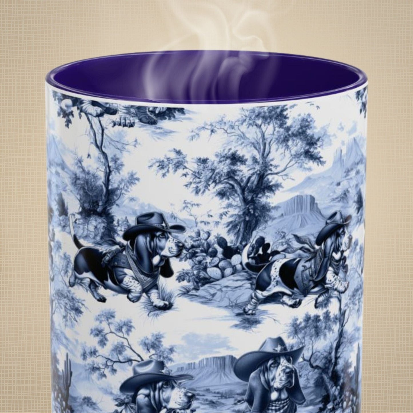 Basset Hound Toile Mug - Western Cowboy