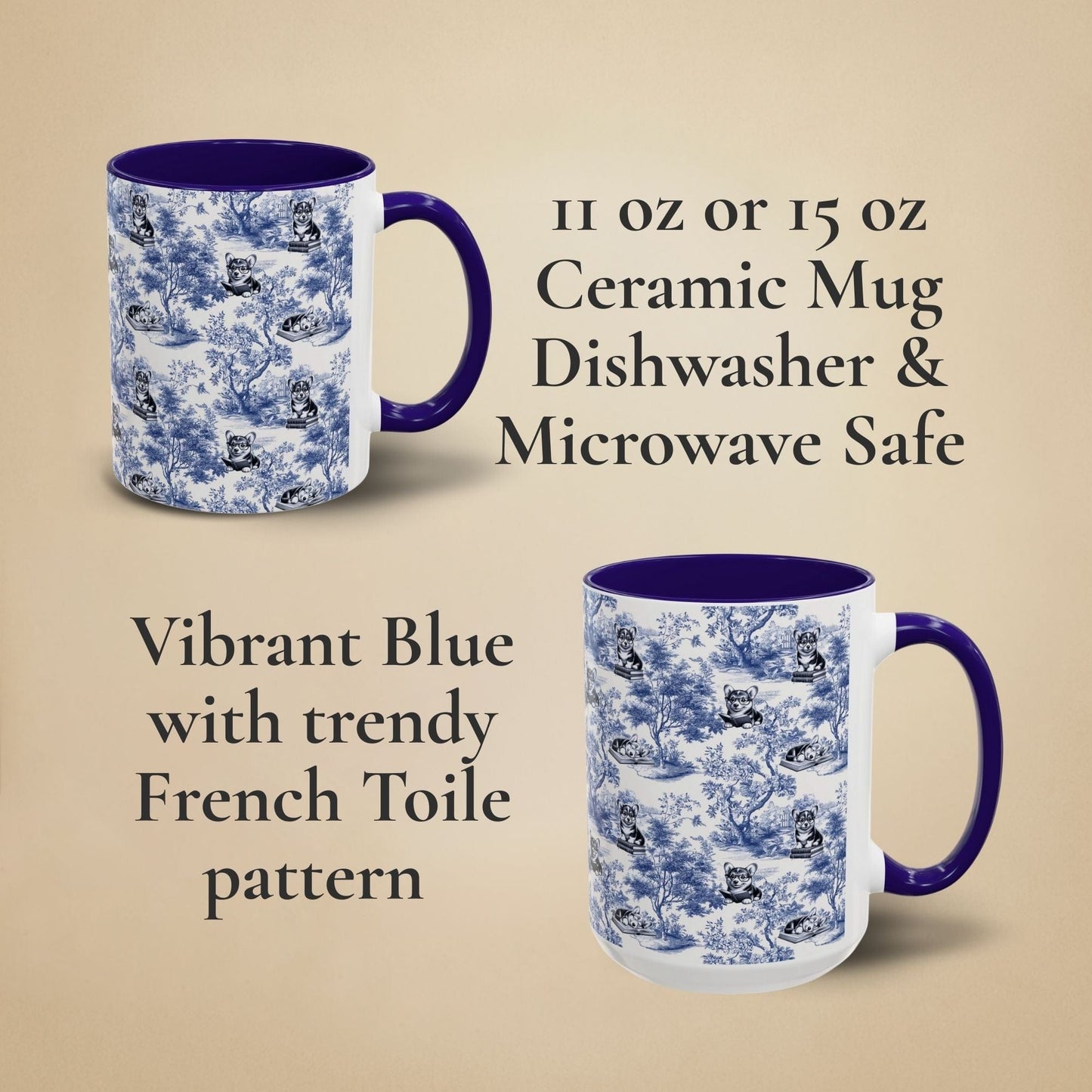 Corgi Toile Mug - Reading Books