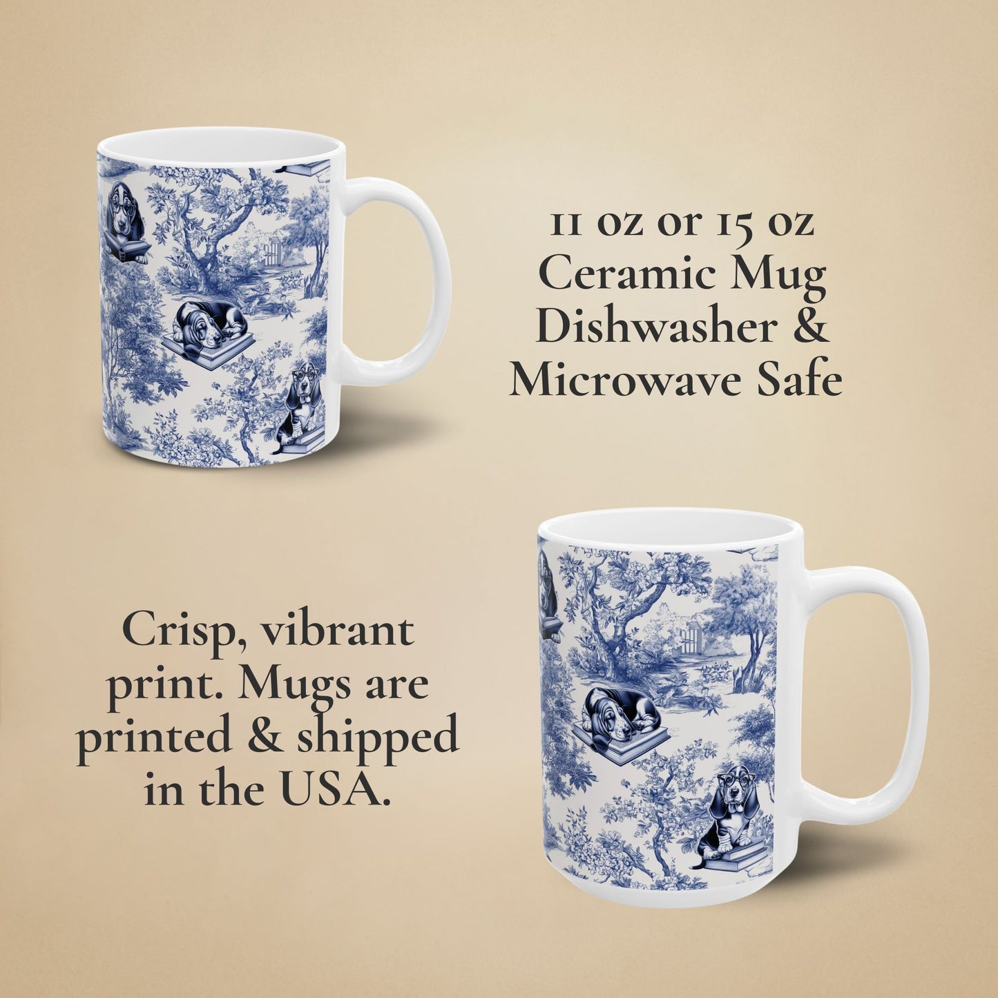 Basset Hound Mug - Reading