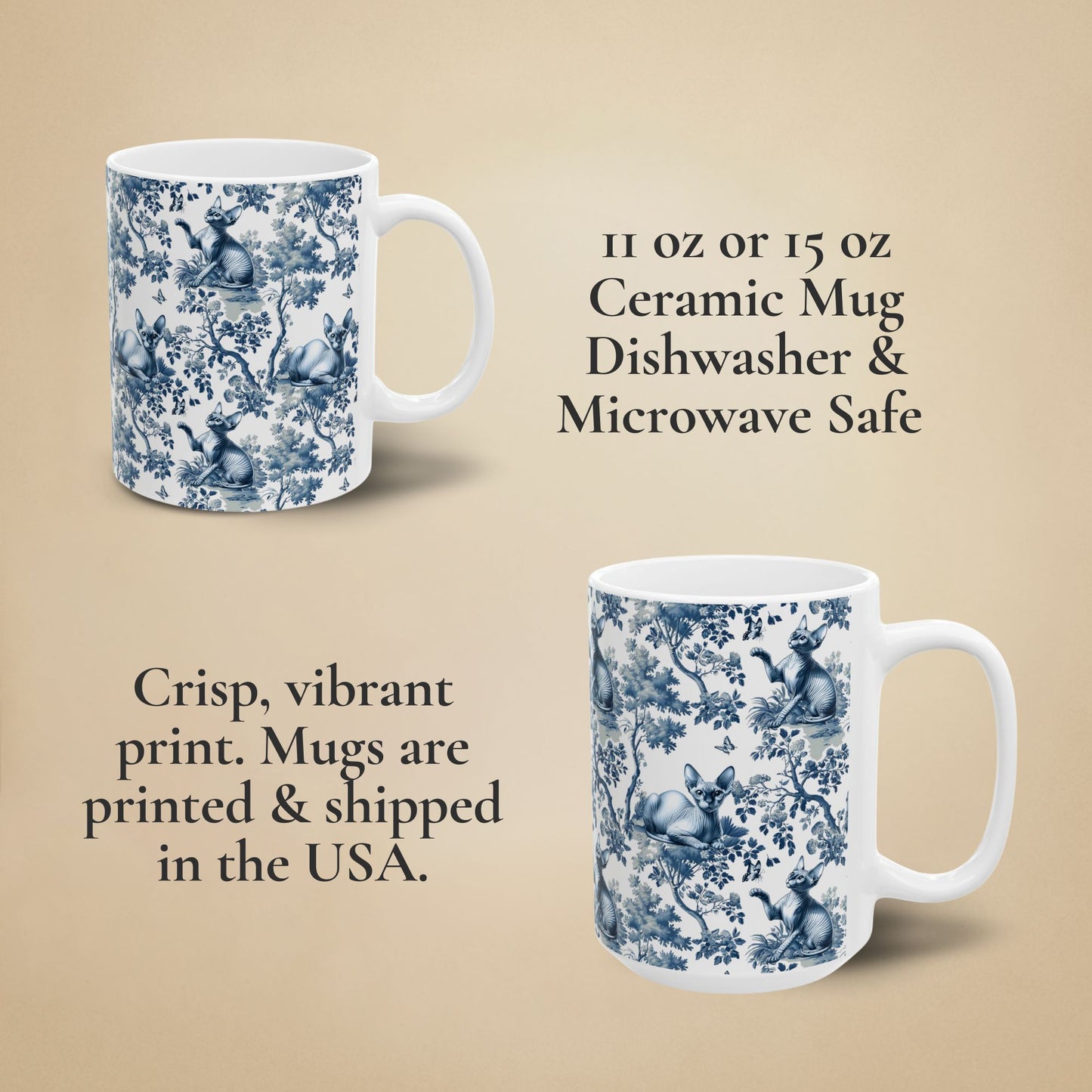 Sphynx Cat Mug Toile