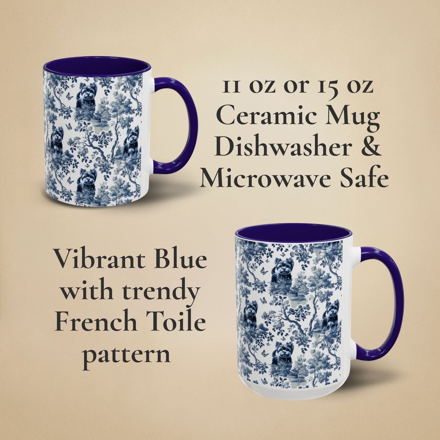 Yorkie Toile Mug