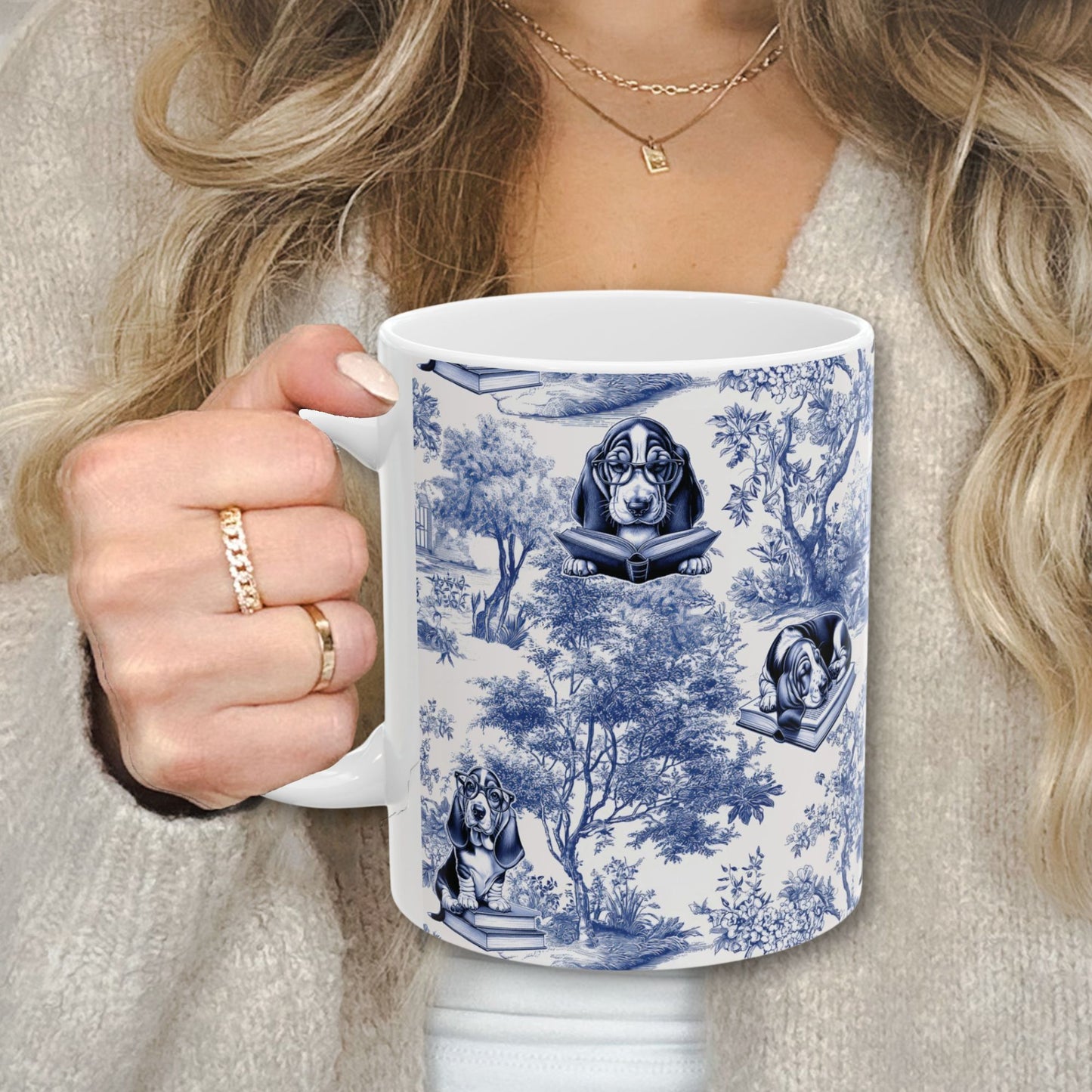 Basset Hound Mug - Reading