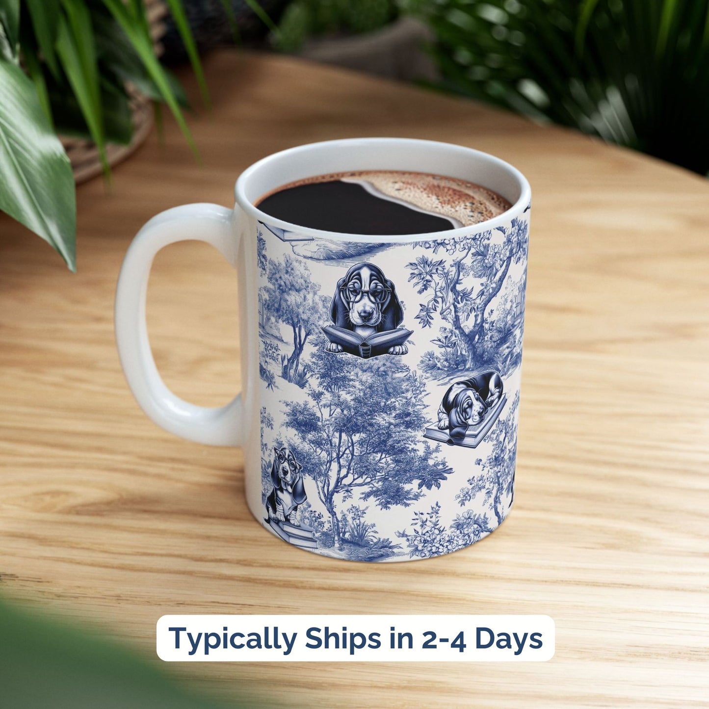 Basset Hound Mug - Reading