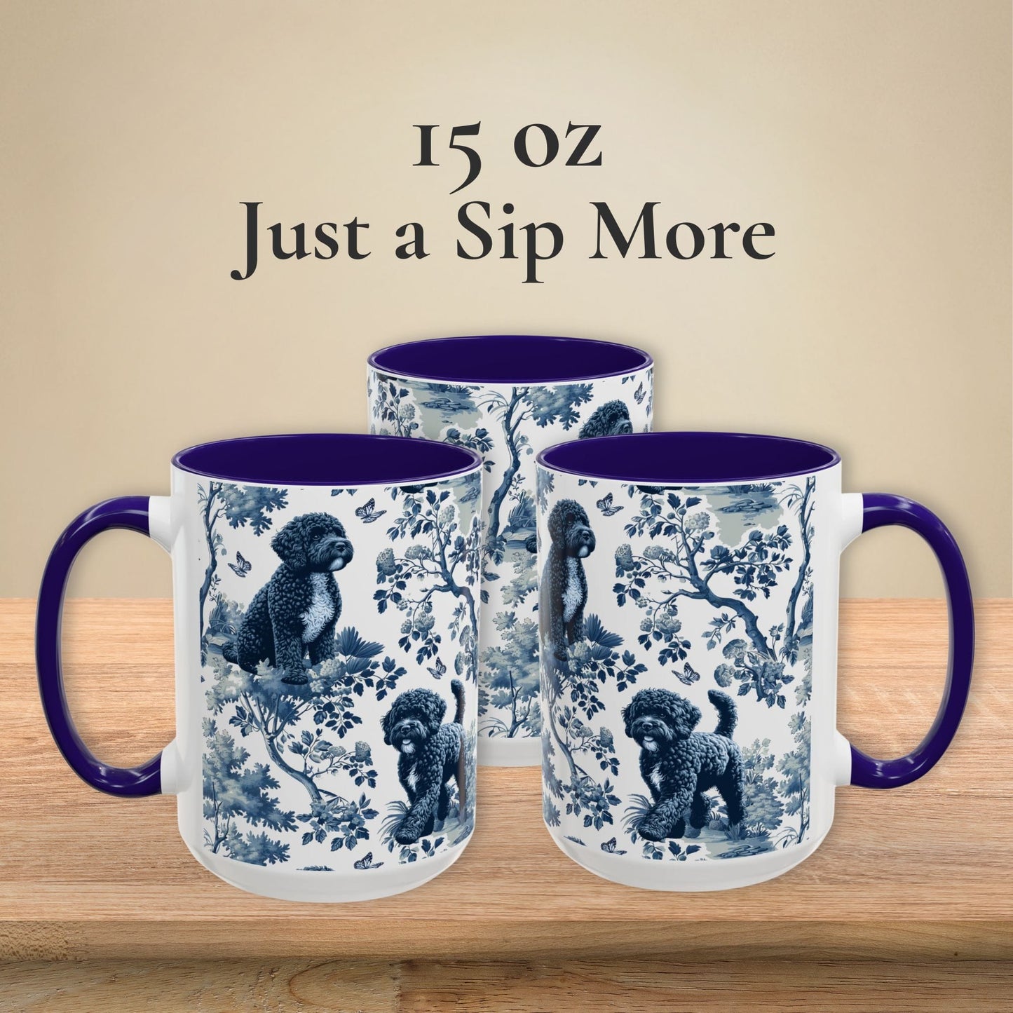 Portuguese Water Dog Mug - Toile Pattern