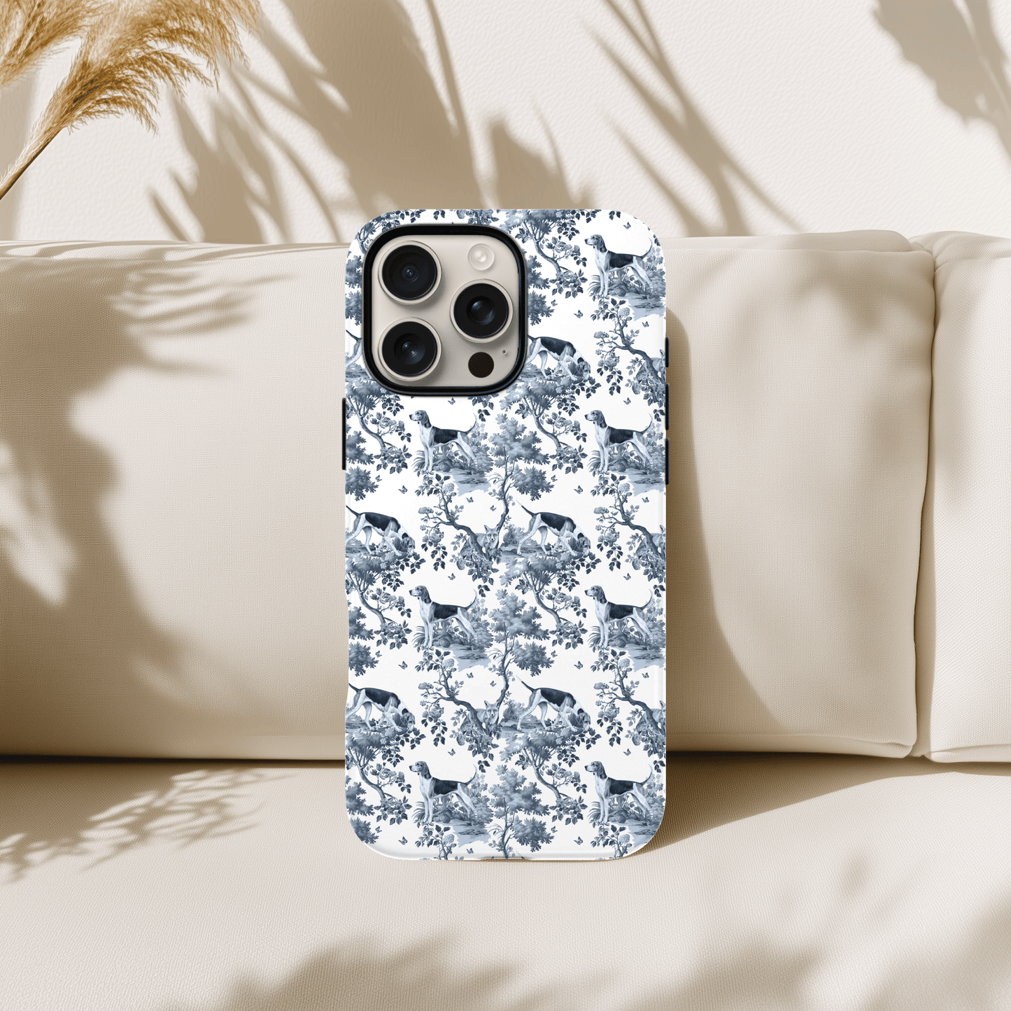Toile American Foxhound phone case, back view