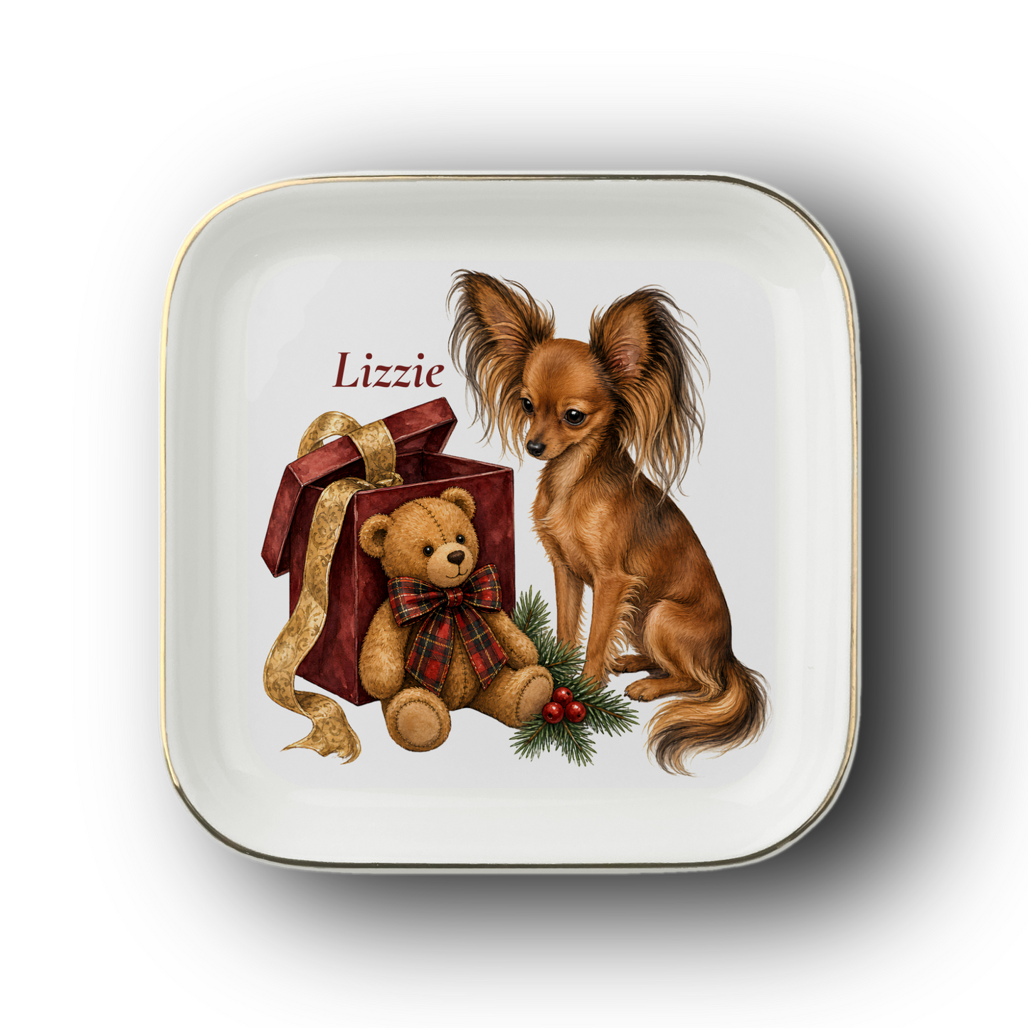 Russian Toy jewelry dish on a white background