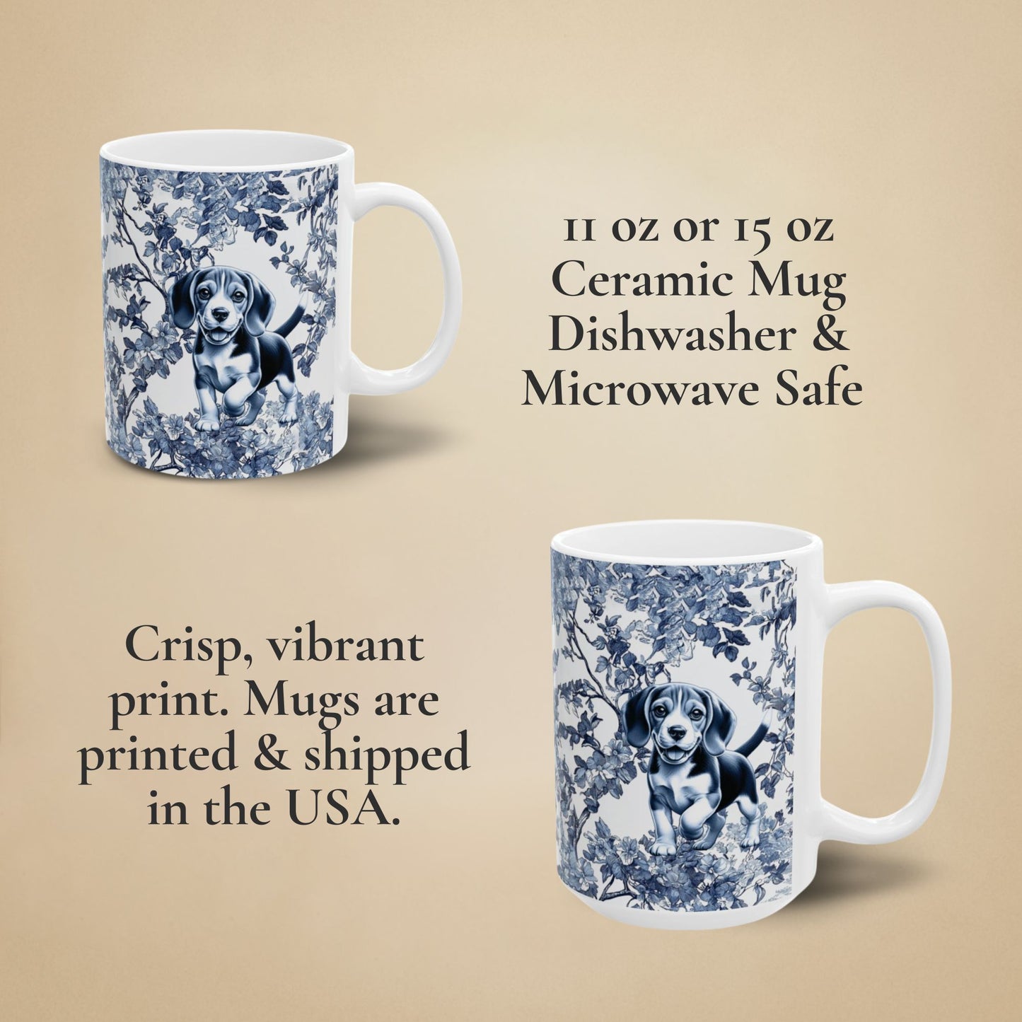 Beagle Toile Mug
