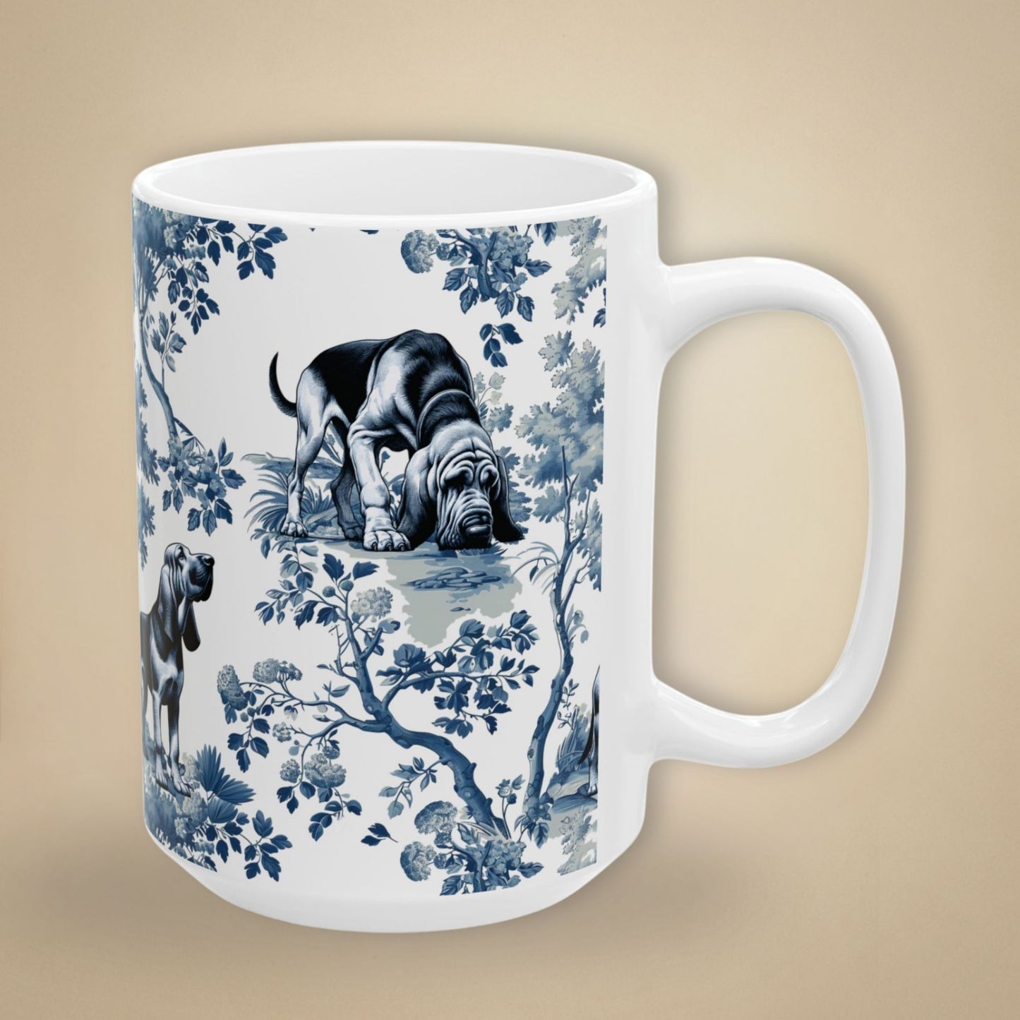 Bloodhound Mug - Toile Pattern