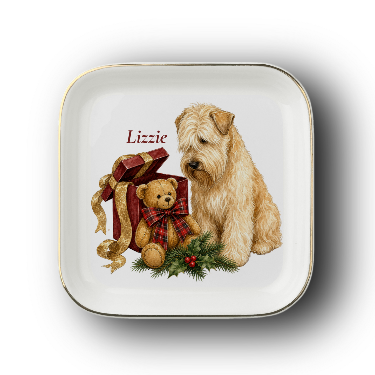 Wheaten Terrier jewelry dish on a white background