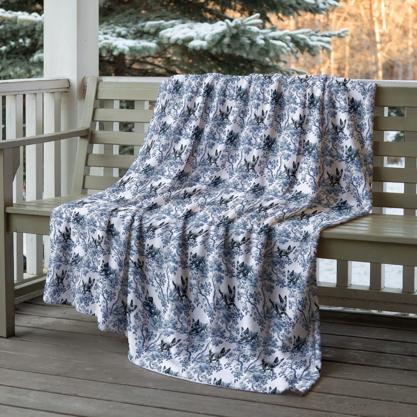 Australian Cattle Dog Blanket - Toile Pattern