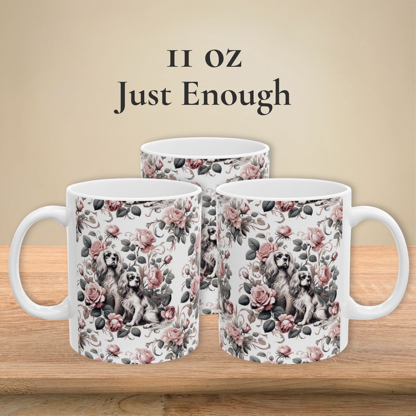 Cavalier King Charles Spaniel Mug - Floral