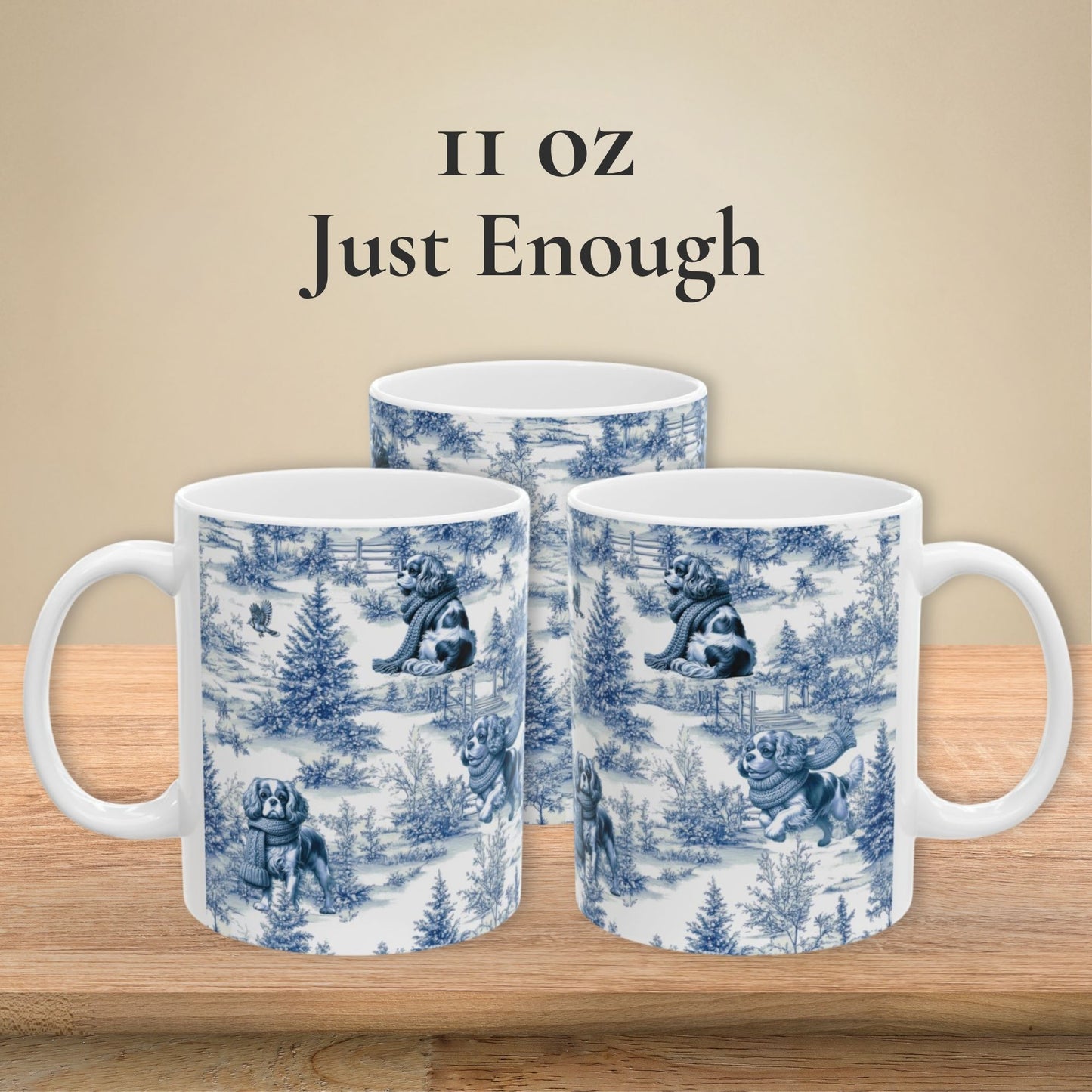 Cavalier King Charles Spaniel Mug - Winter Toile