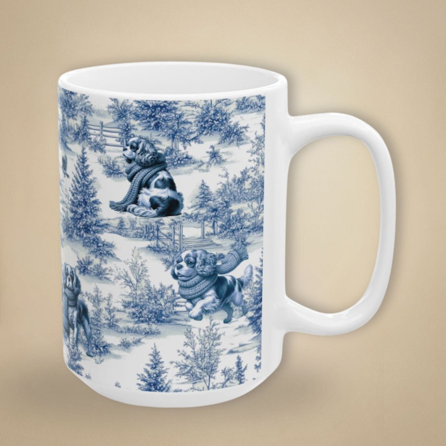 Cavalier King Charles Spaniel Mug - Winter Toile