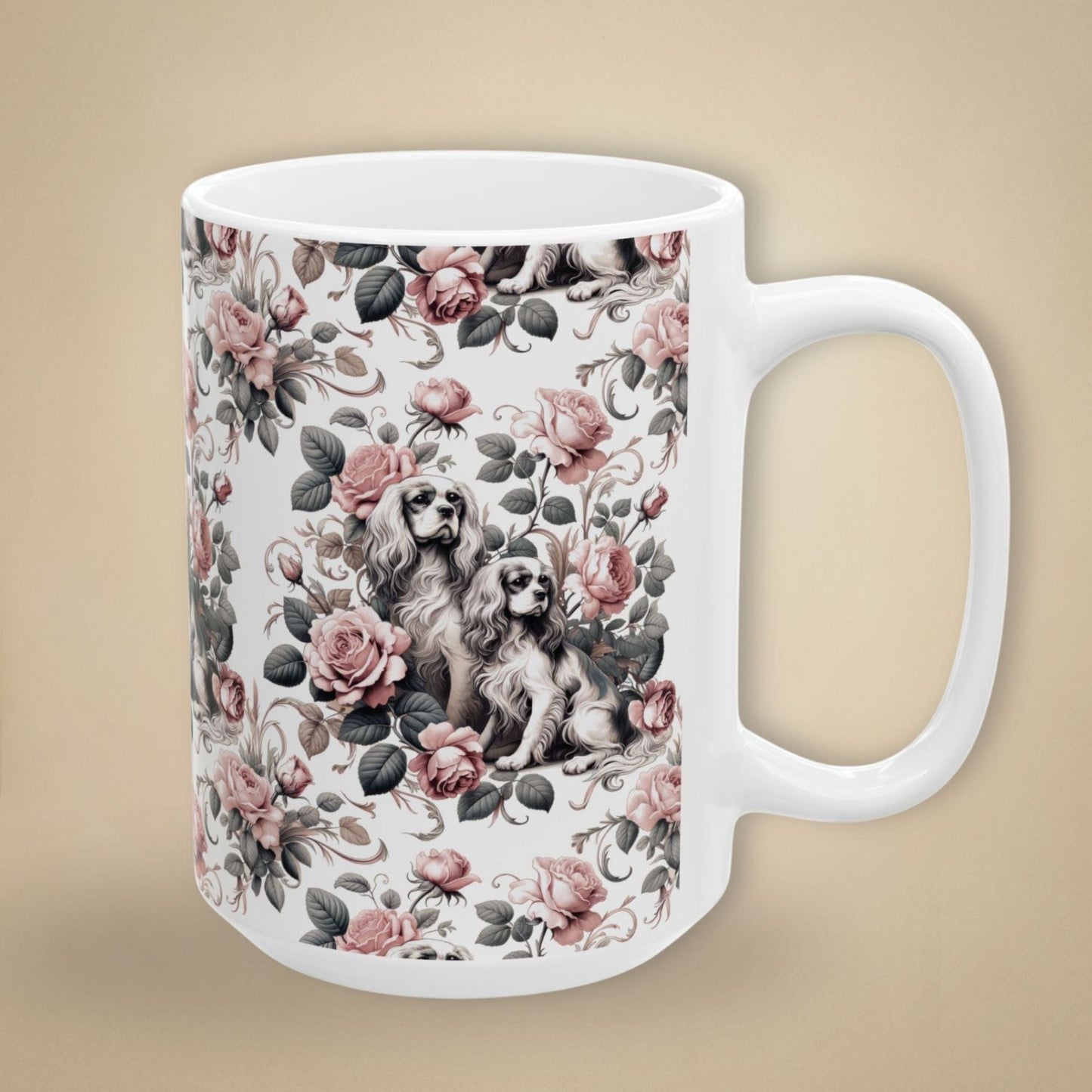 Cavalier King Charles Spaniel Mug - Floral