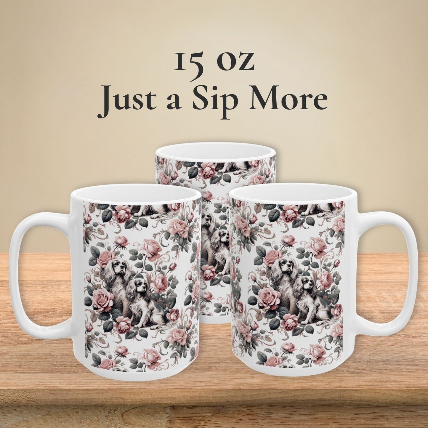 Cavalier King Charles Spaniel Mug - Floral