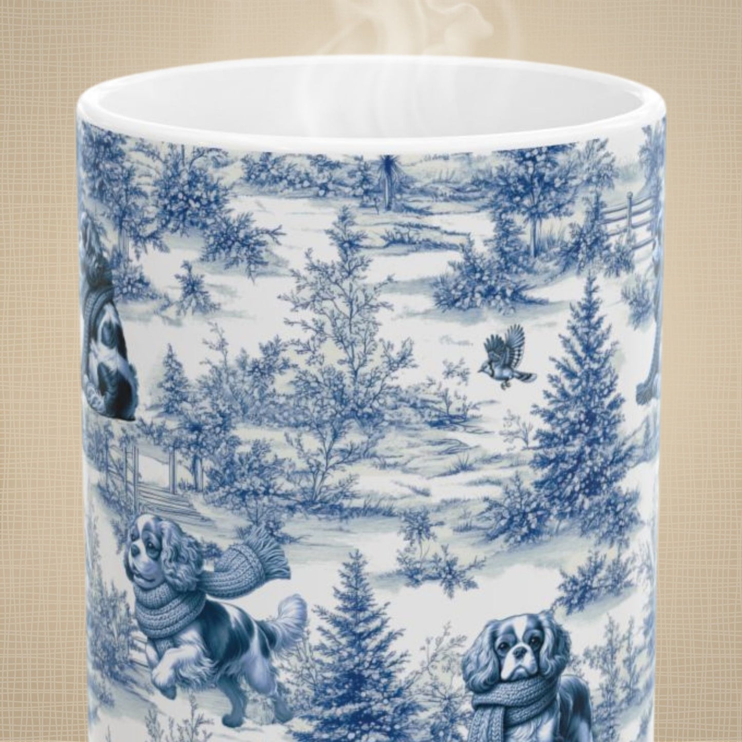 Cavalier King Charles Spaniel Mug - Winter Toile