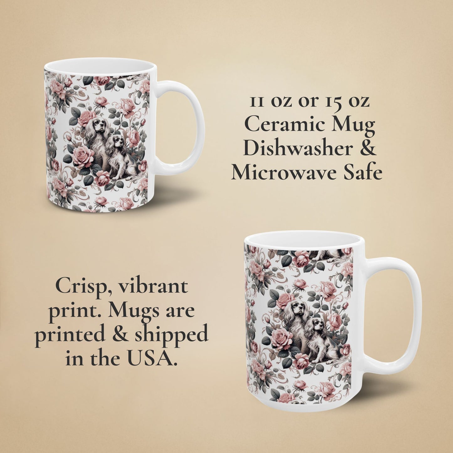 Cavalier King Charles Spaniel Mug - Floral