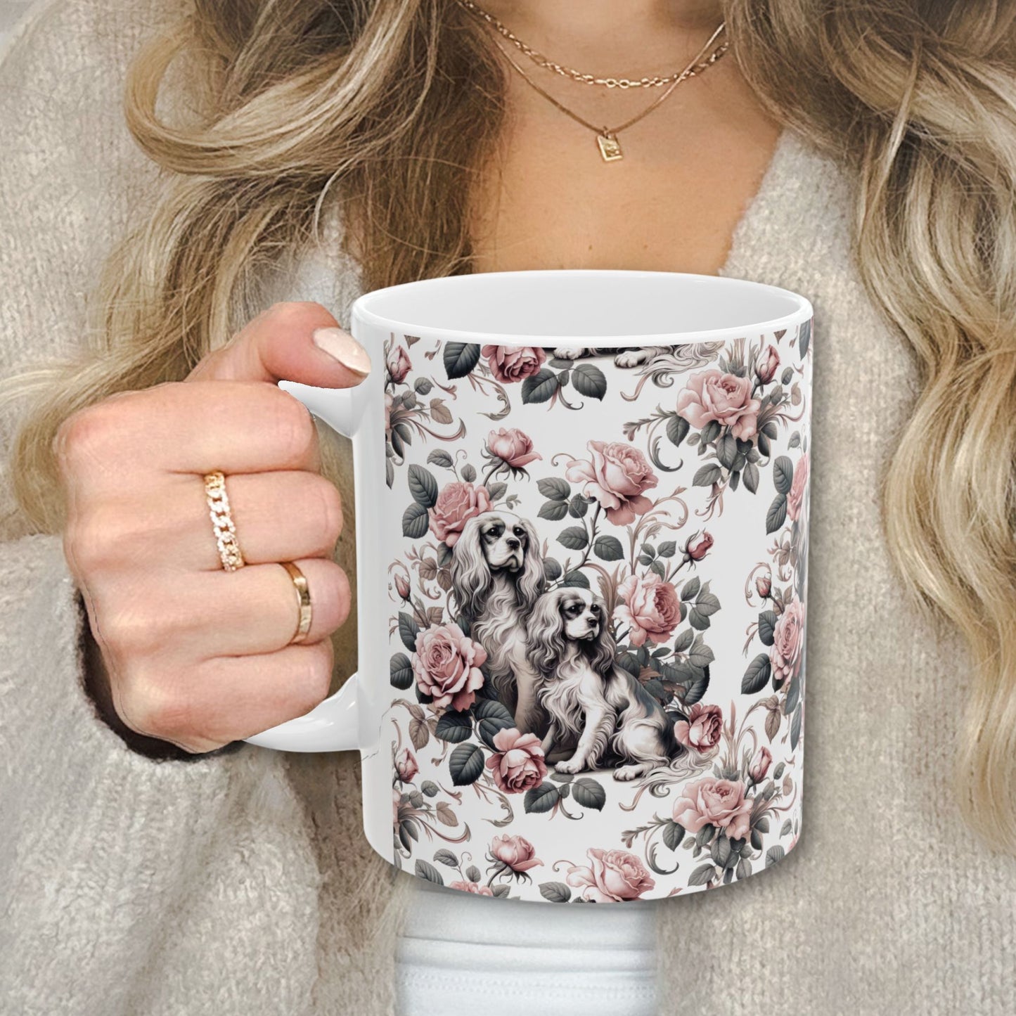 Cavalier King Charles Spaniel Mug - Floral