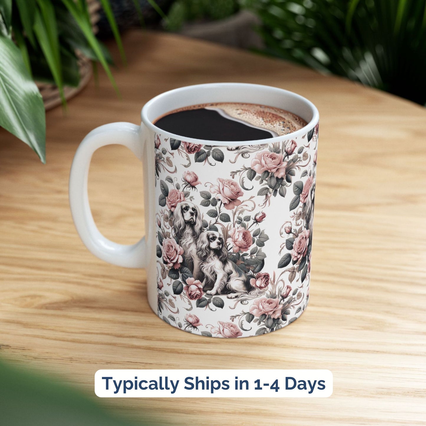 Cavalier King Charles Spaniel Mug - Floral