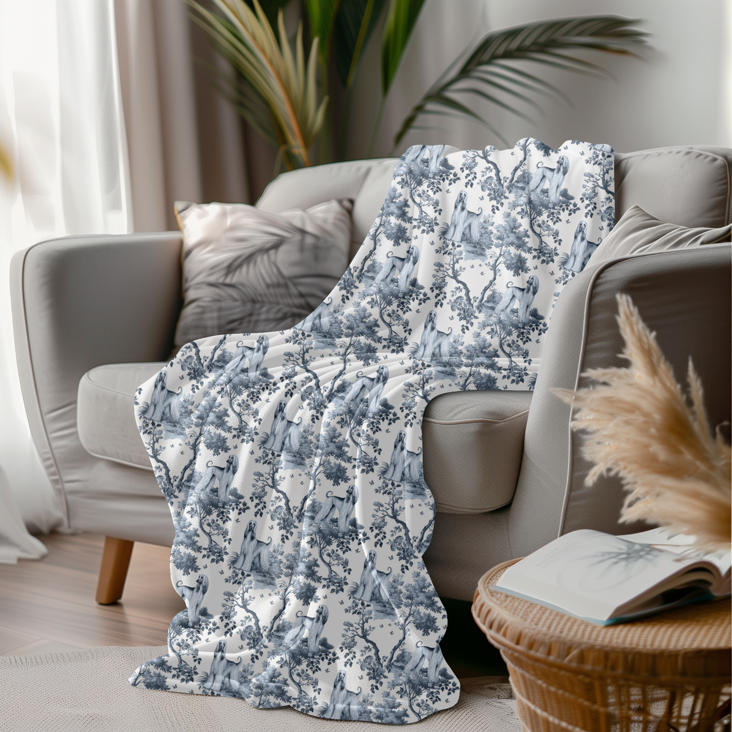 Afghan Hound Blanket - Toile Pattern