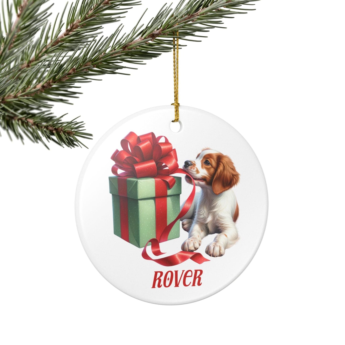 Brittany Spaniel Ornament with Custom Name
